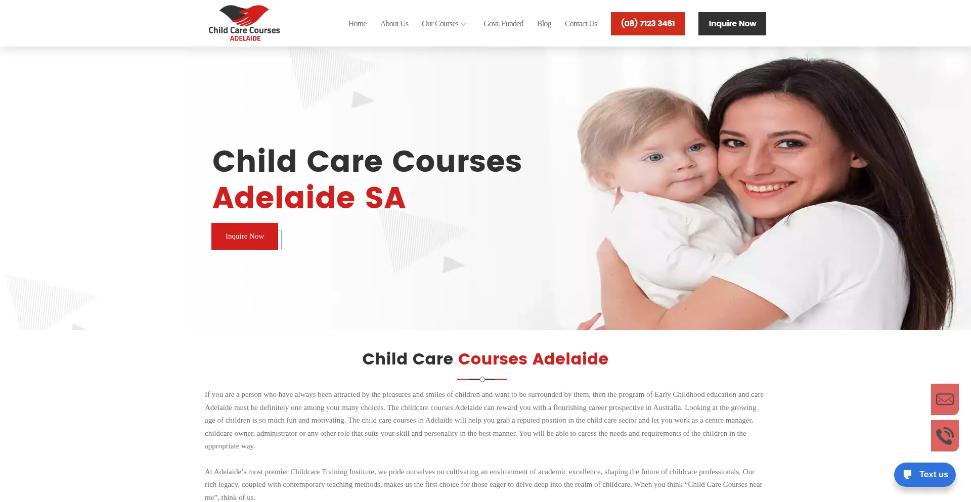 Childcarecoursesinadelaide.com.au Screenshot