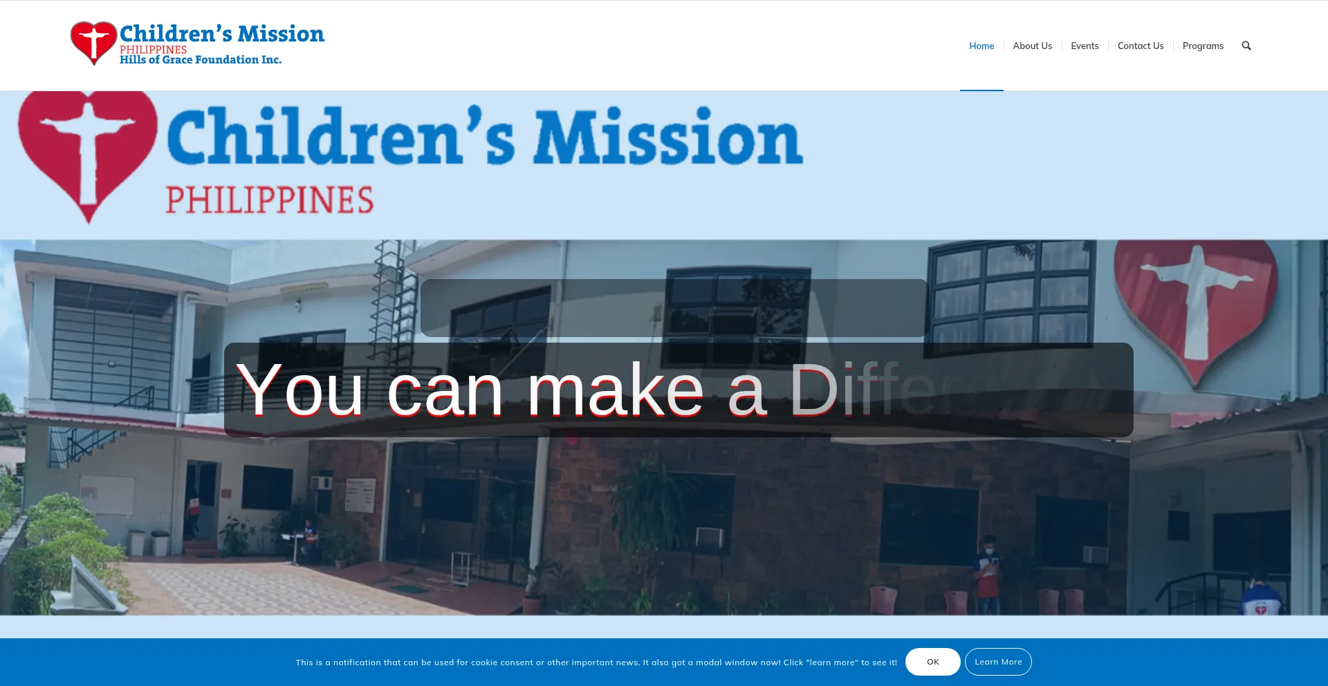 Website screenshot of Childrensmissionphilippines.com