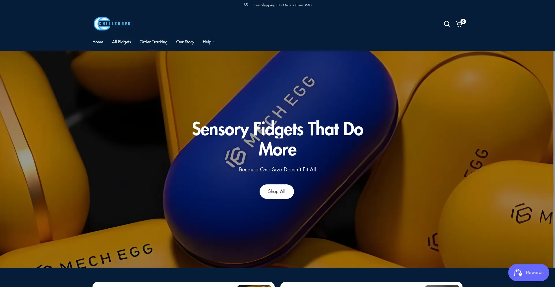 Website screenshot of Chillzones.co.uk
