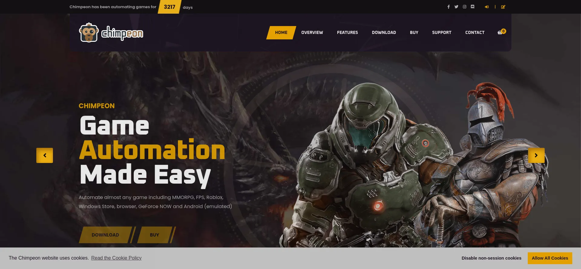 Website screenshot of Chimpeon.com