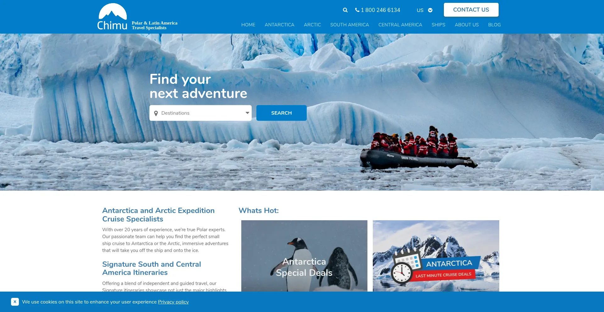 Website screenshot of Chimuadventures.com