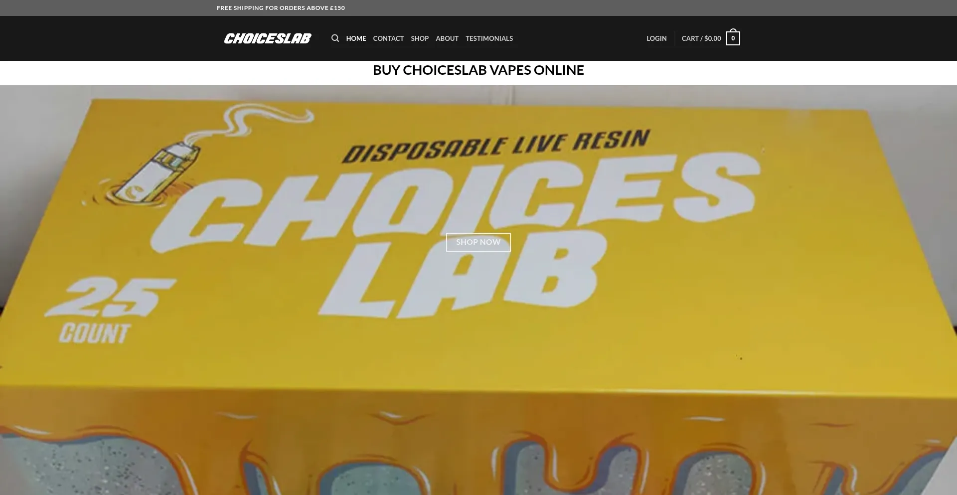 Website screenshot of Choiceslabvape.uk