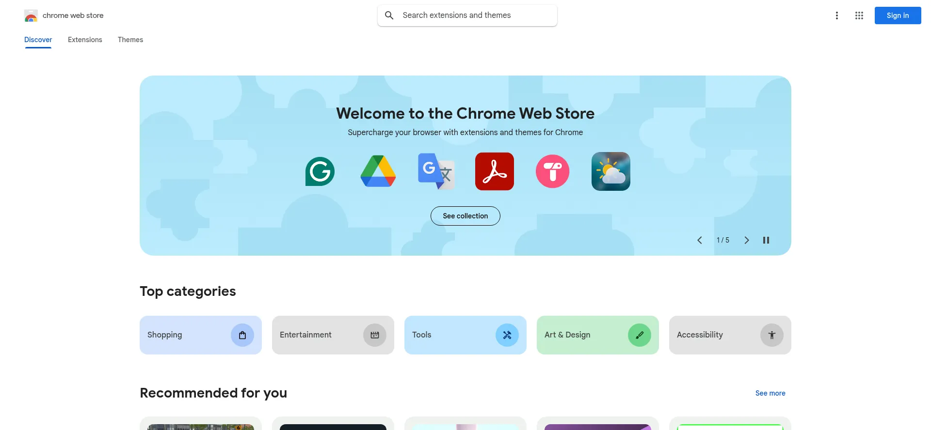 Website screenshot of Chromewebstore.google.com