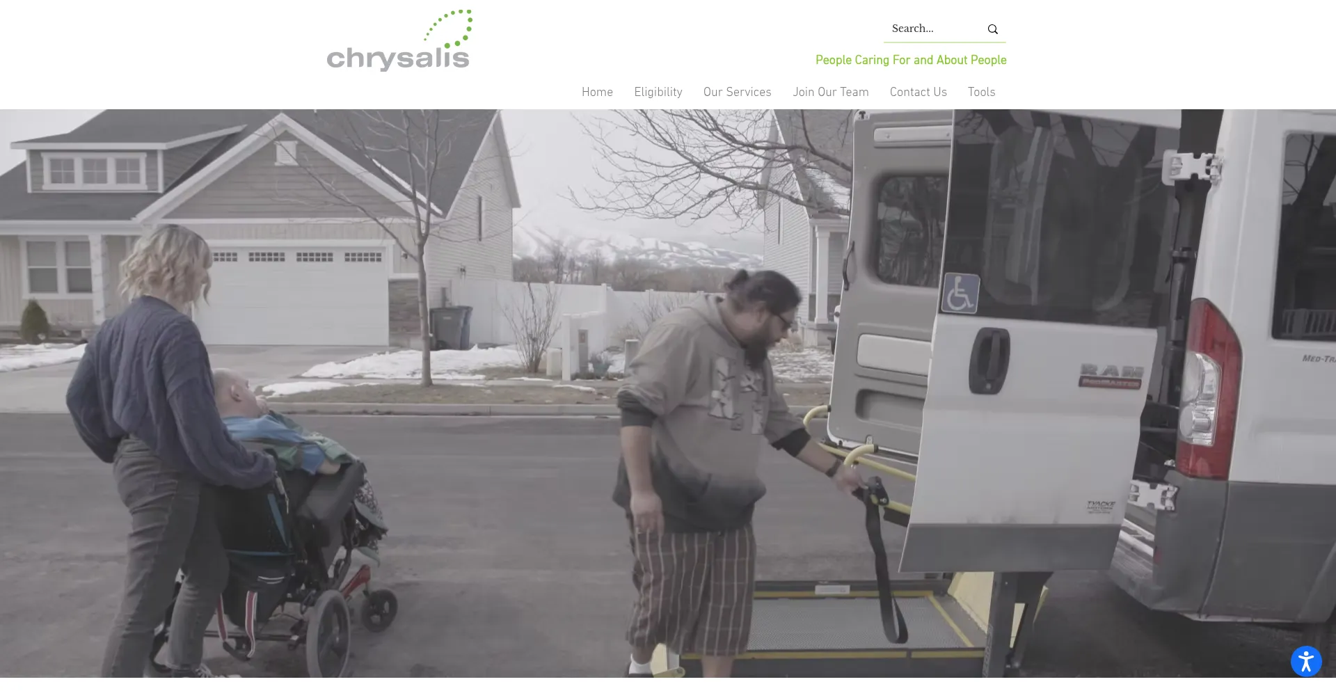 Website screenshot of Chrysalis.care