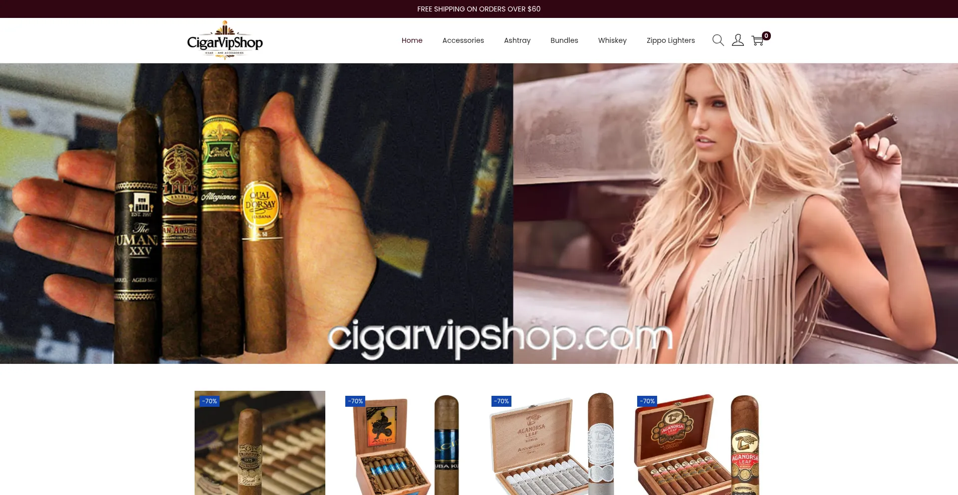 Website screenshot of Cigarvipshop.com