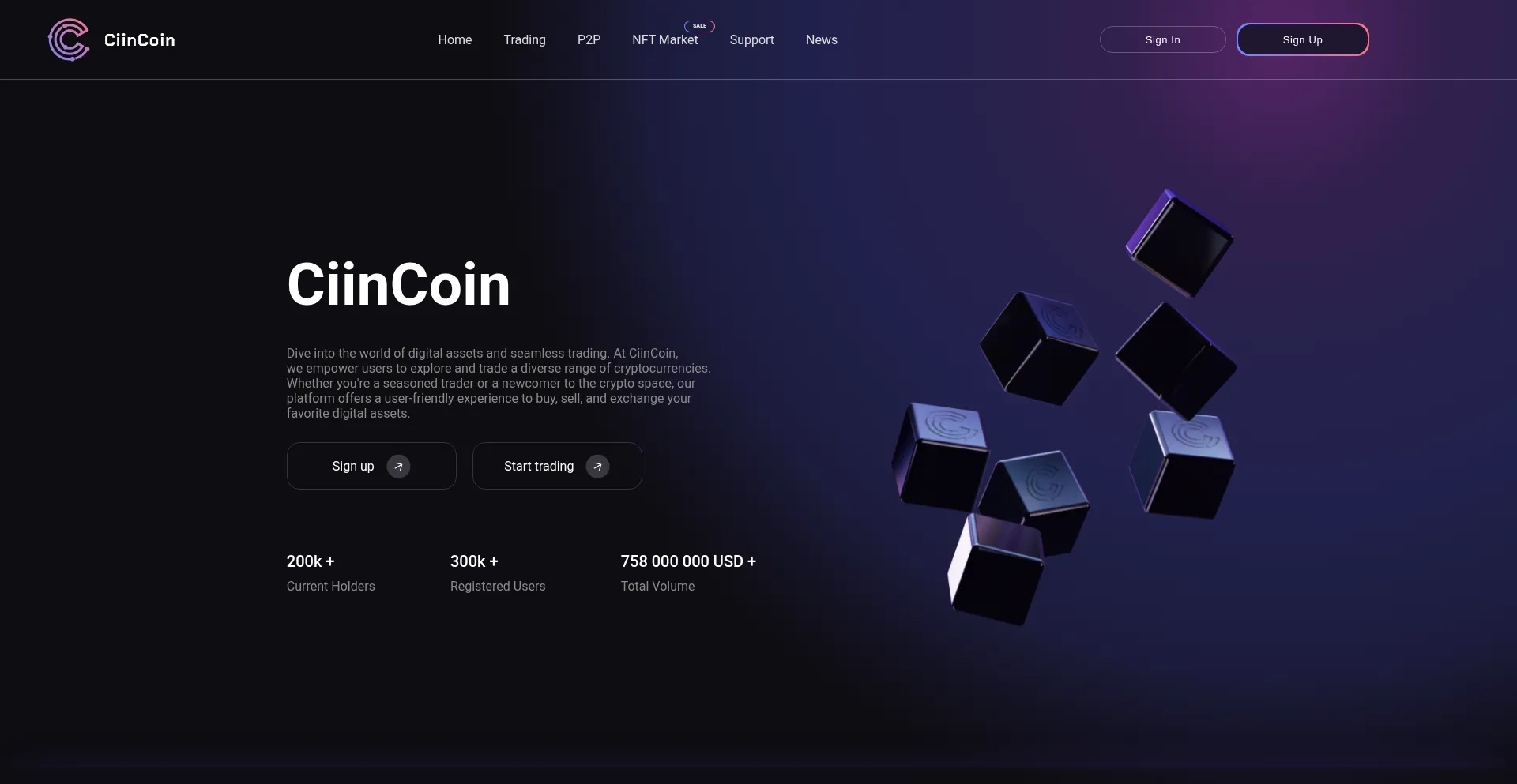 Website screenshot of Ciincoin.com