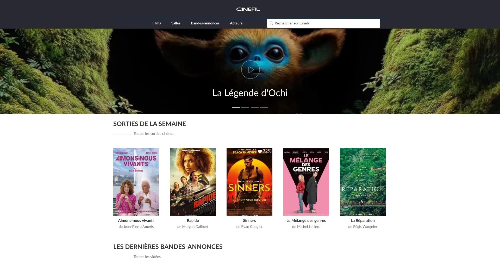 Website screenshot of Cinefil.com