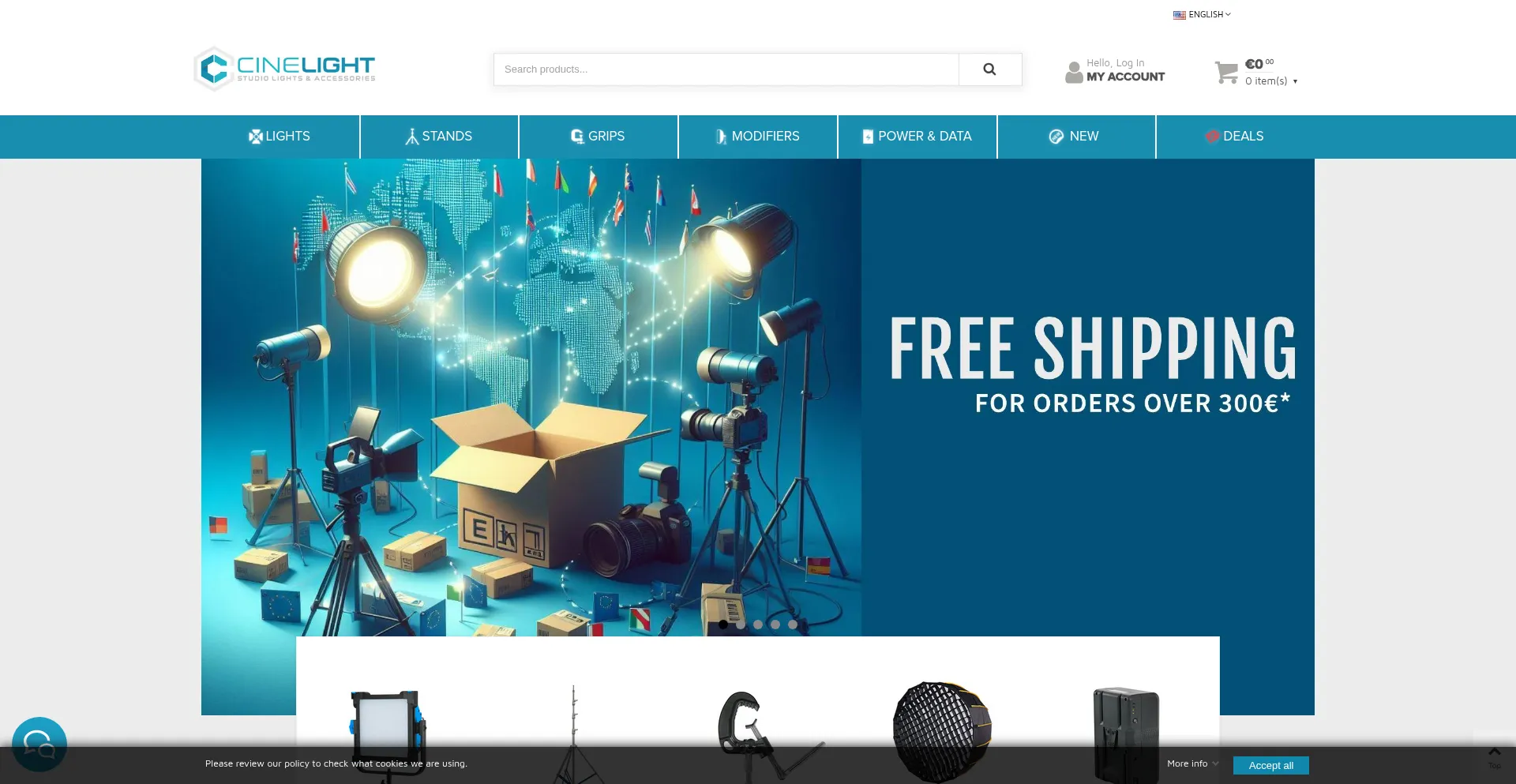 Website screenshot of Cinelight.com