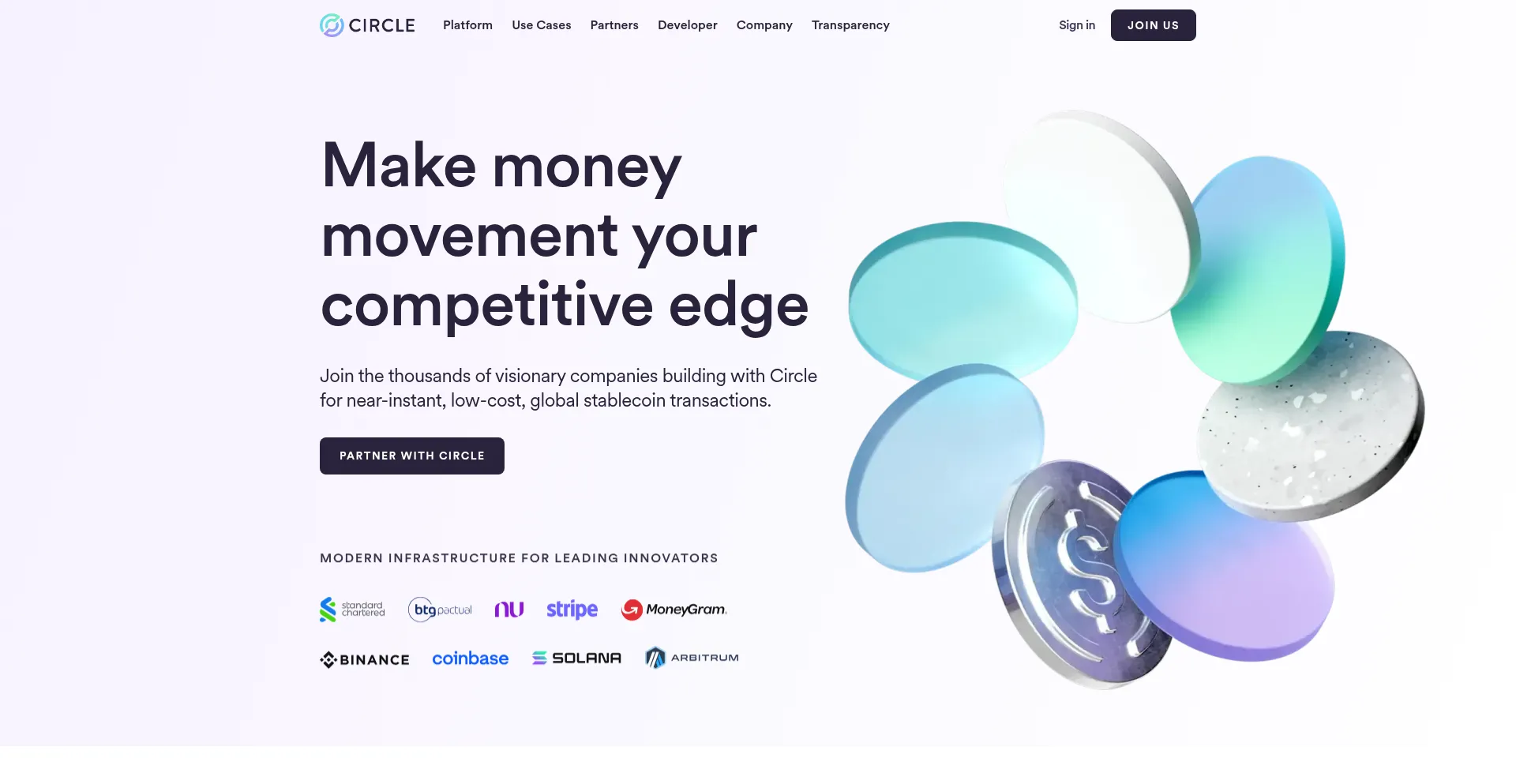 Website screenshot of Circle.com