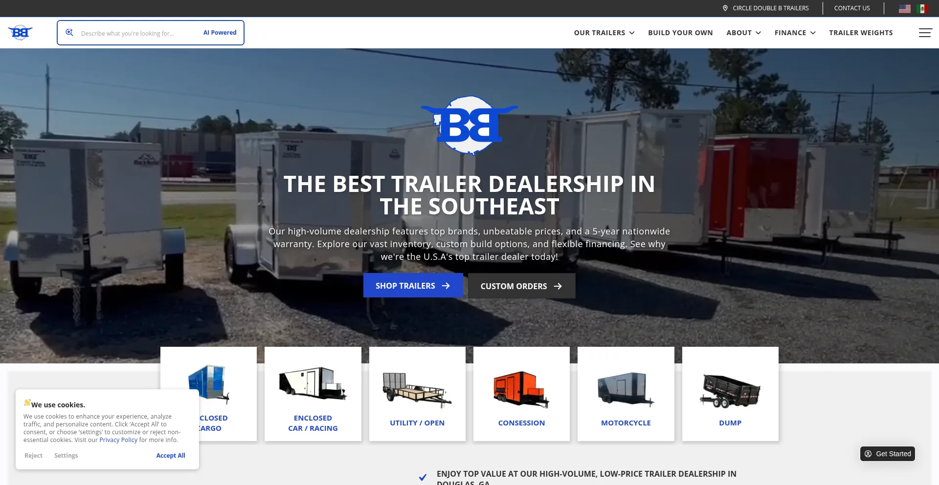Website screenshot of Circlebbtrailers.com