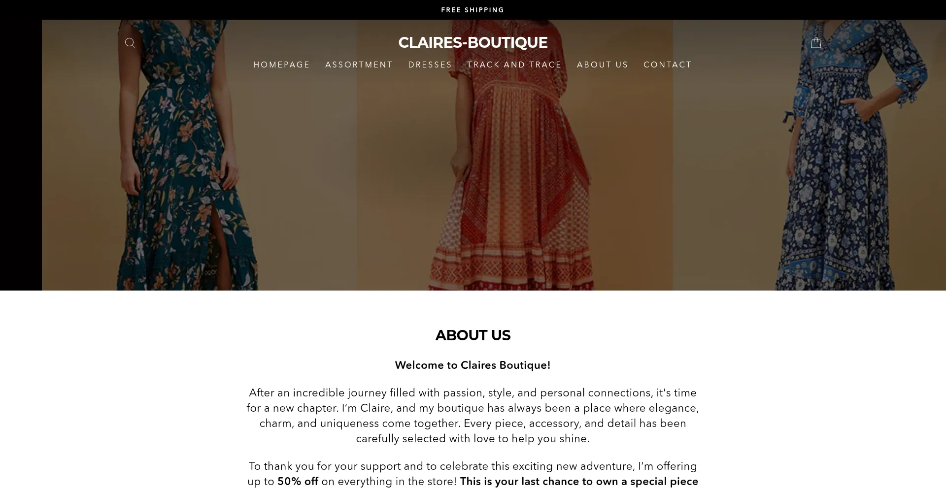 Website screenshot of Claires-boutique.com