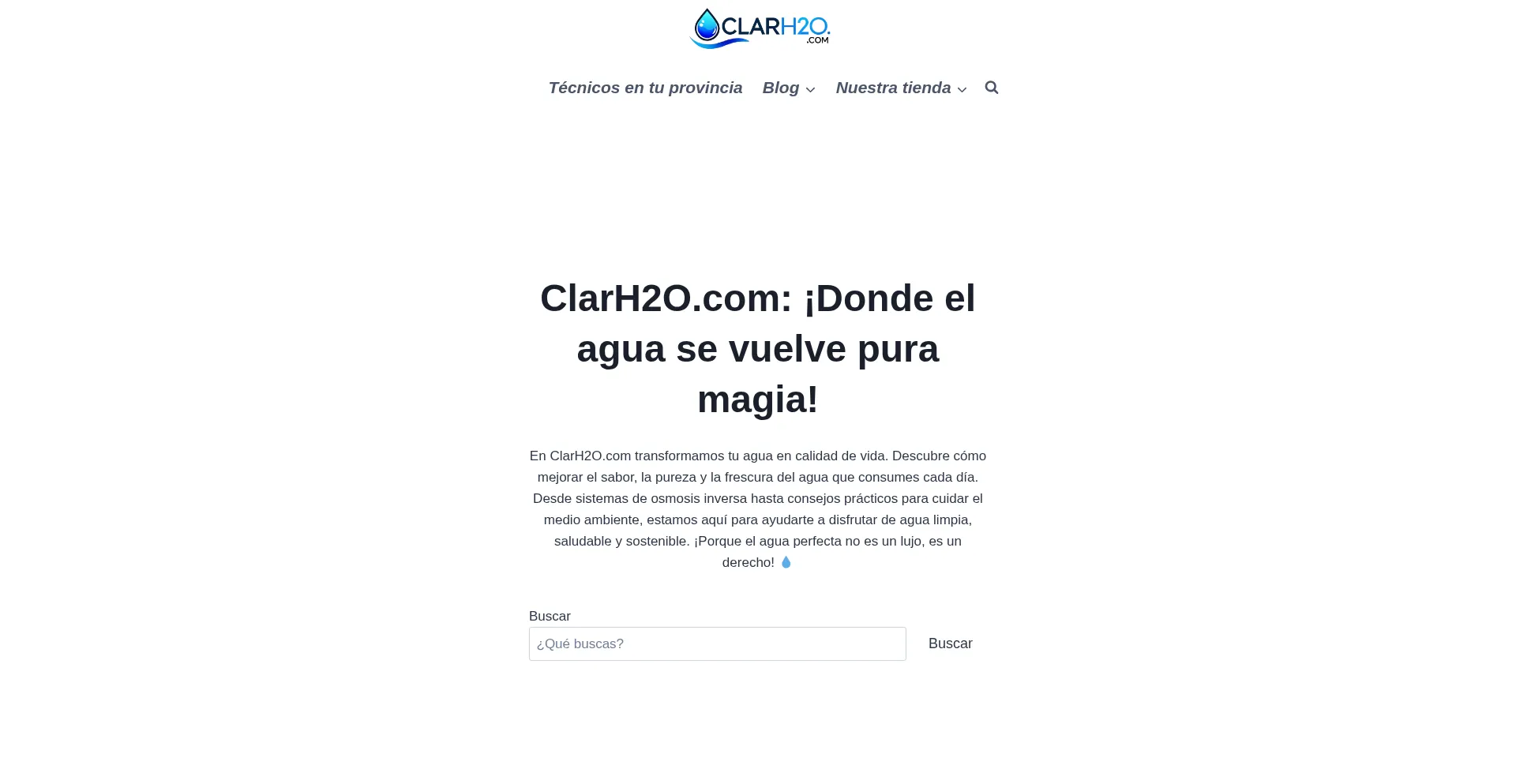 Website screenshot of Clarh2o.com