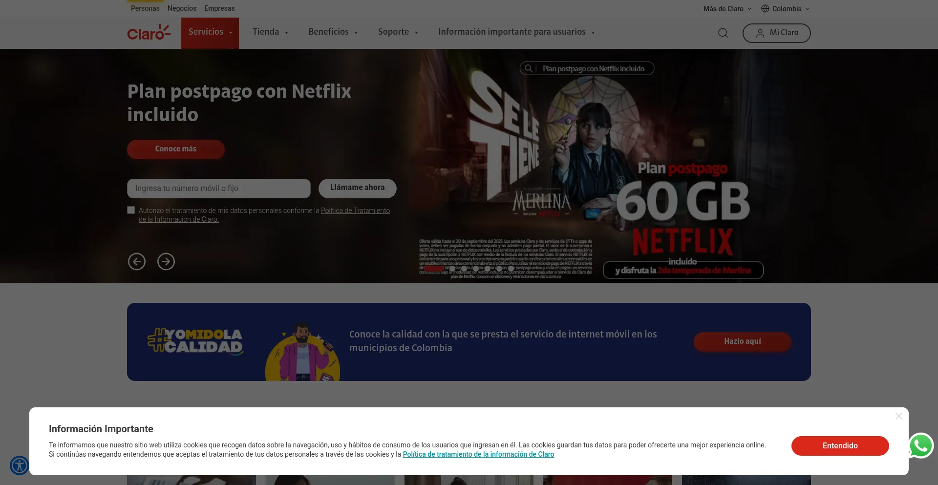 Claro.com.co Screenshot