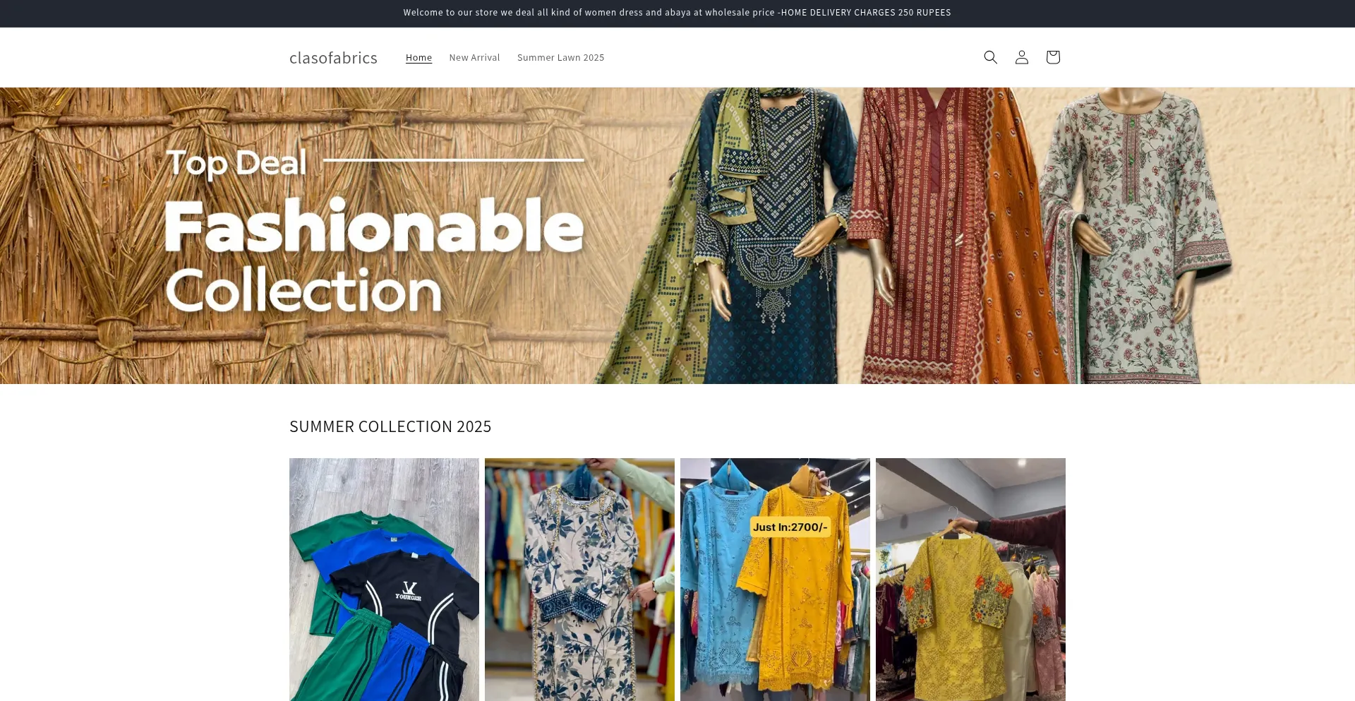 Website screenshot of Clasiofabrics.online