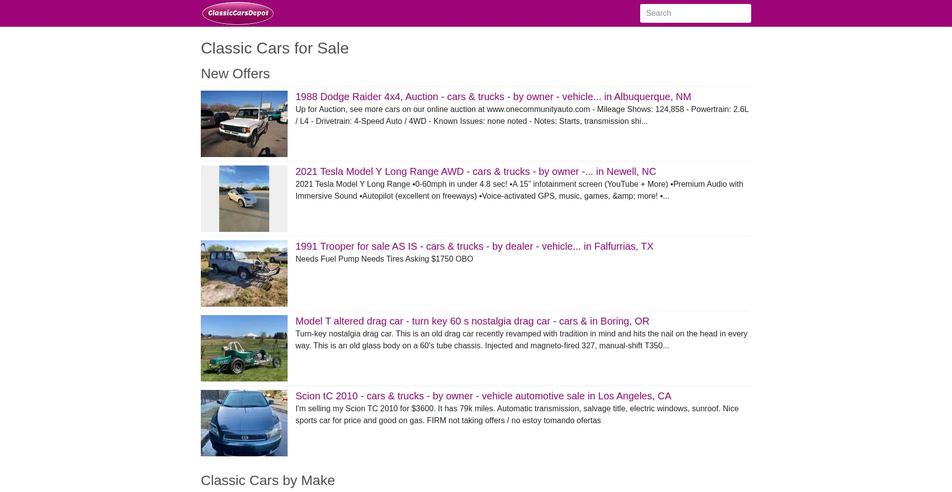 ¿És Seguro y Confiable Classiccarsdepot.com?