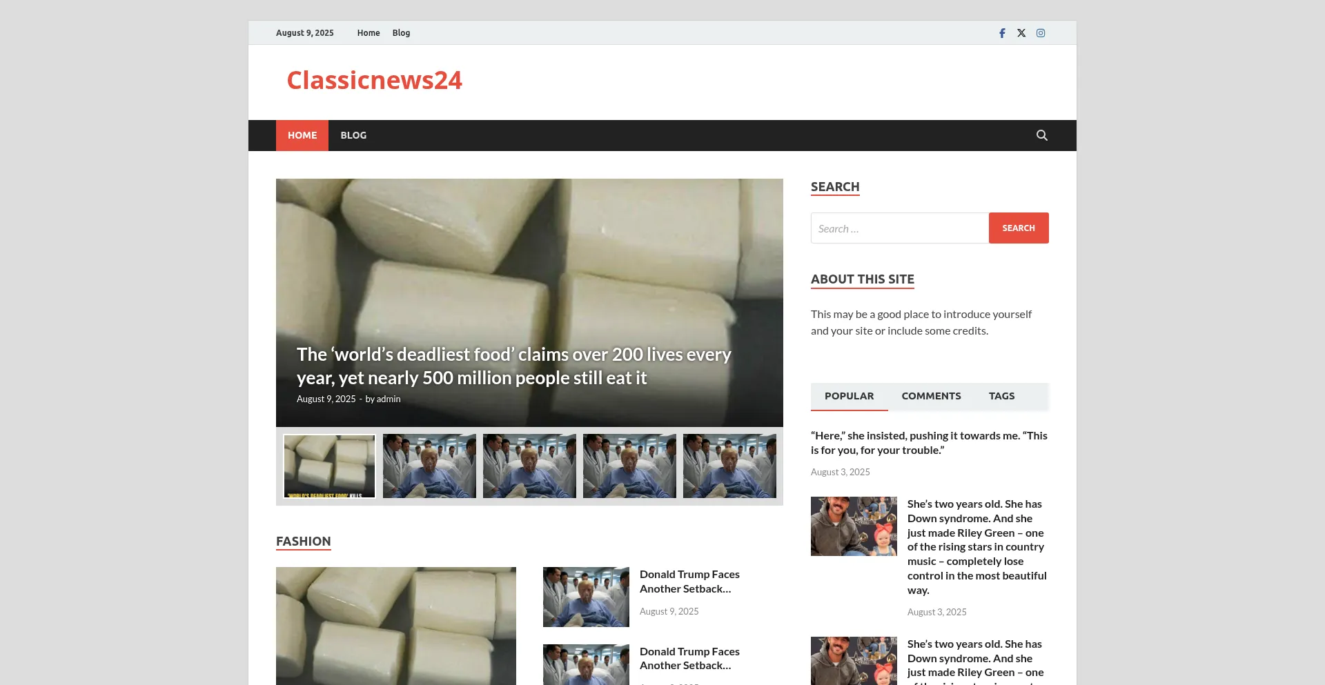 Website screenshot of Classicnews24.news