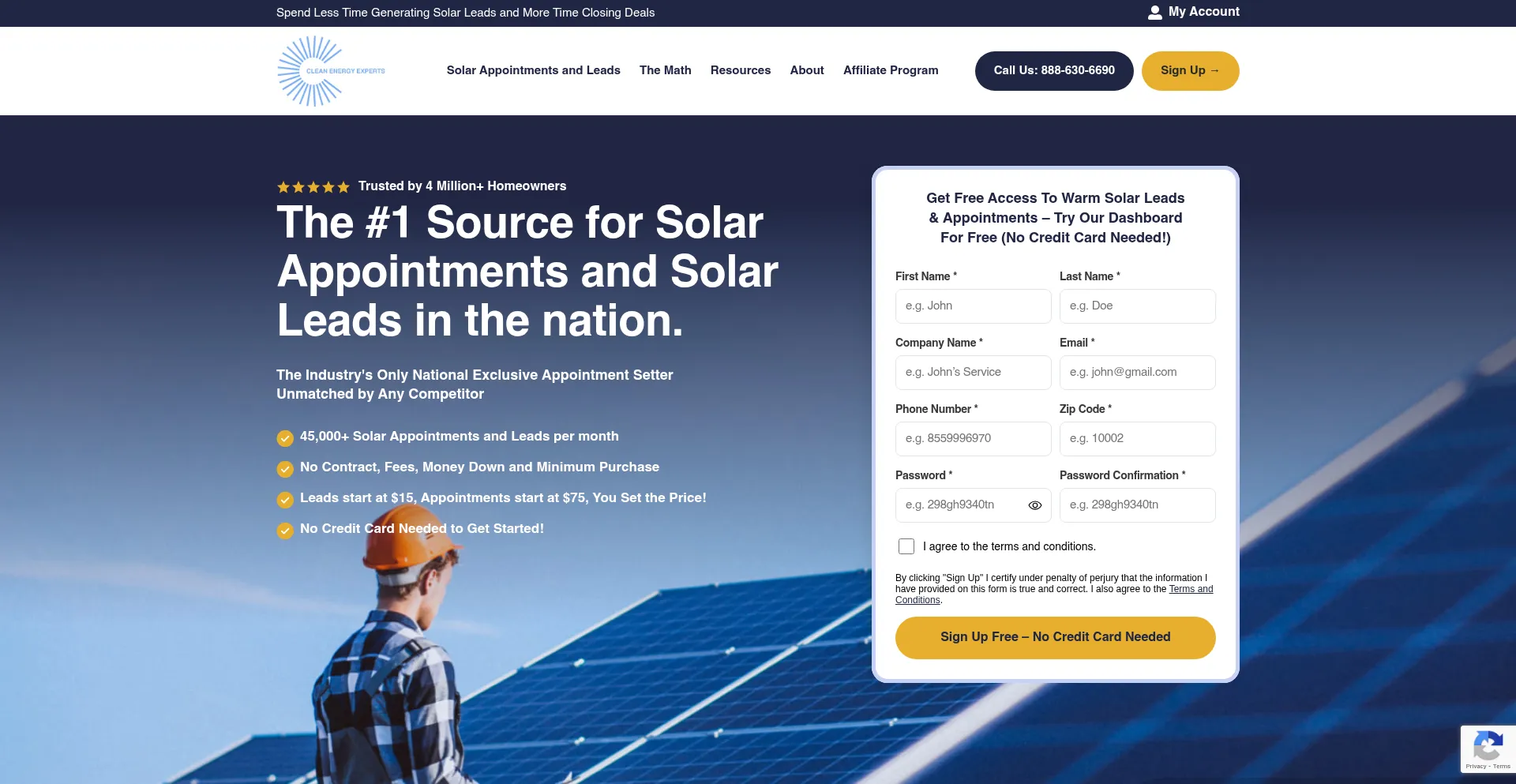 Website screenshot of Cleanenergyexperts.com