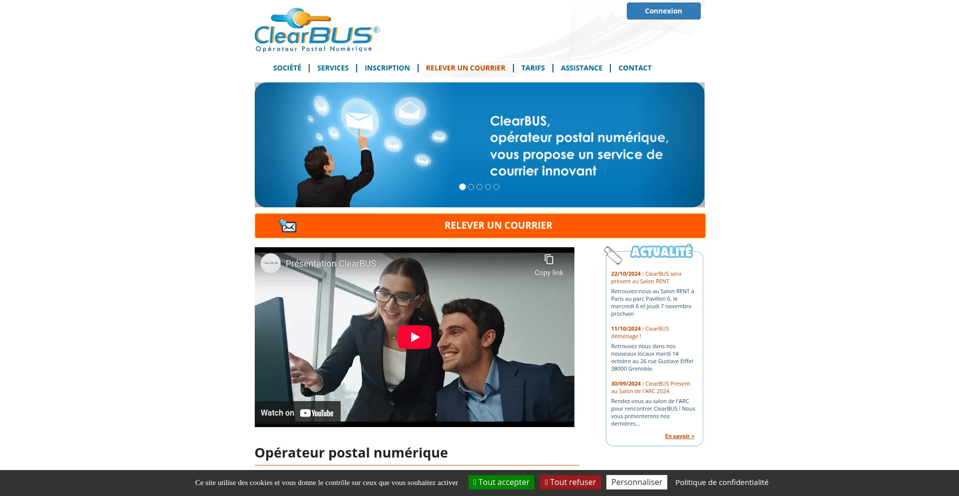 Website screenshot of Clearbus.fr