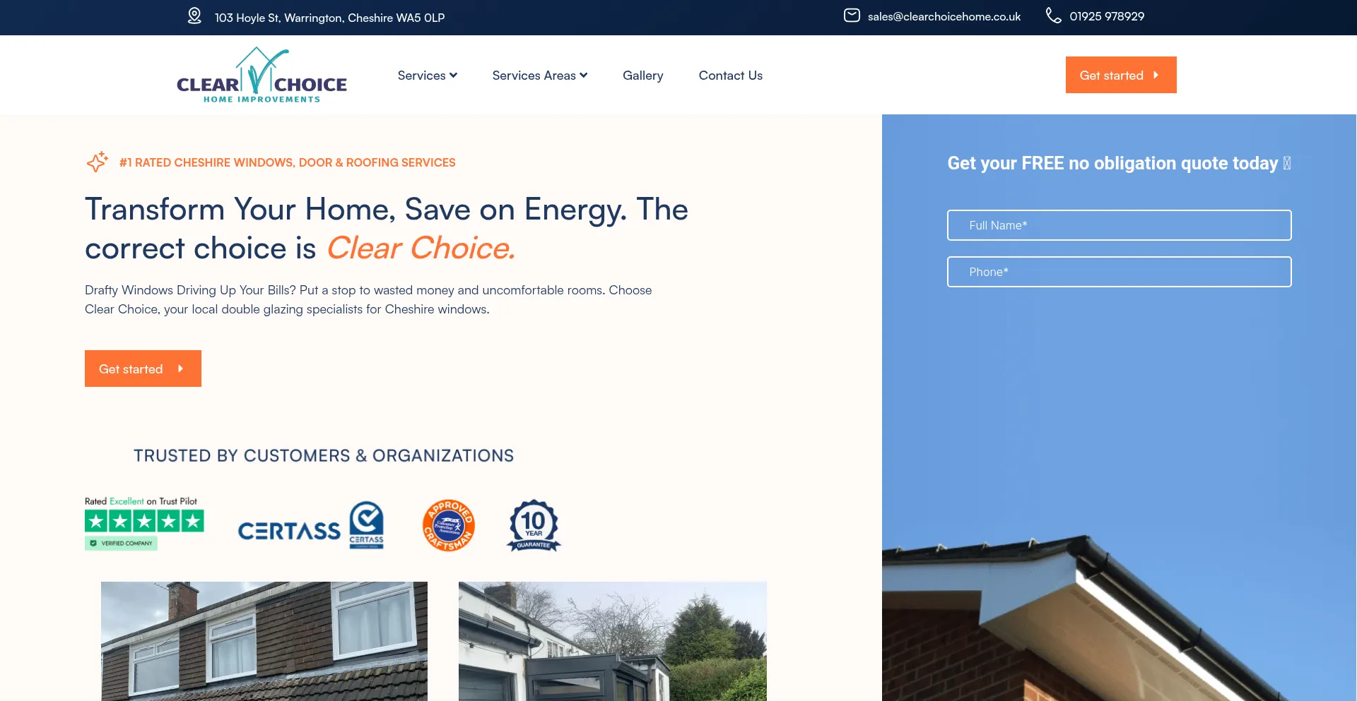 Website screenshot of Clearchoicehome.co.uk