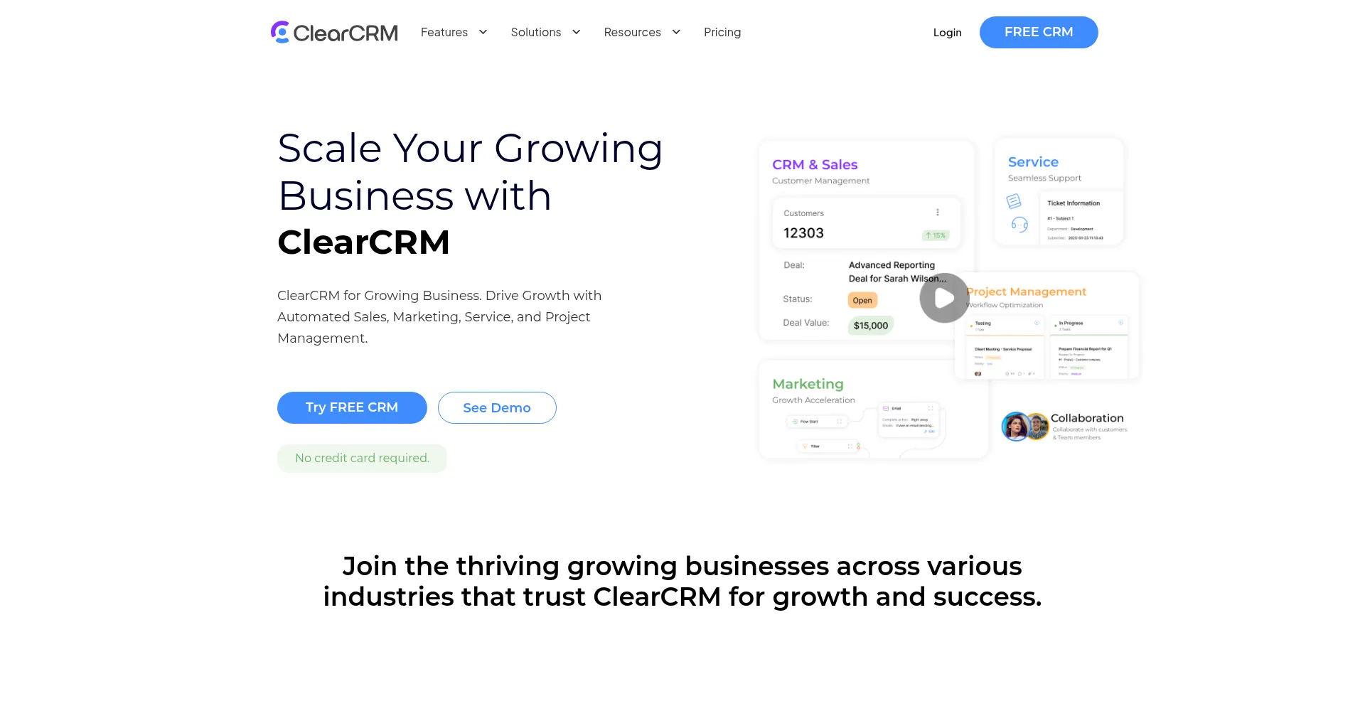 Website screenshot of Clearcrm.com