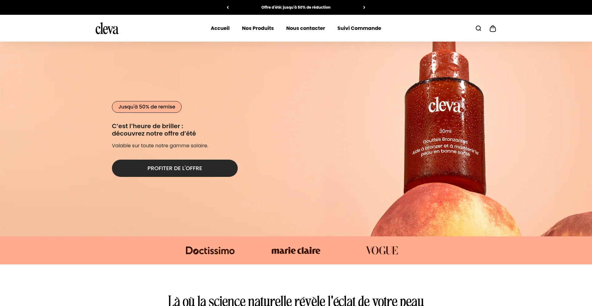 Website screenshot of Clevaskin.com