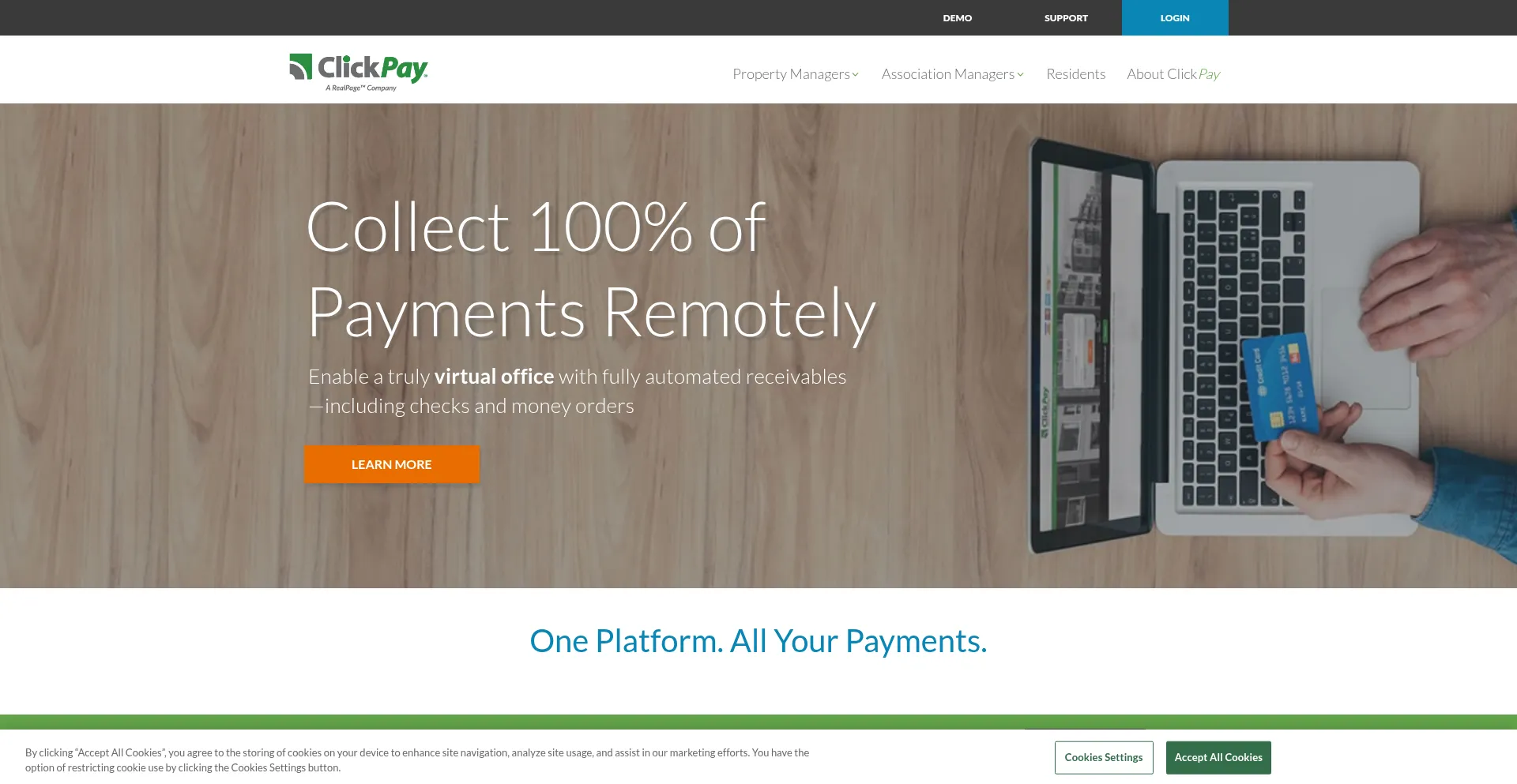 Website screenshot of Clickpay.com