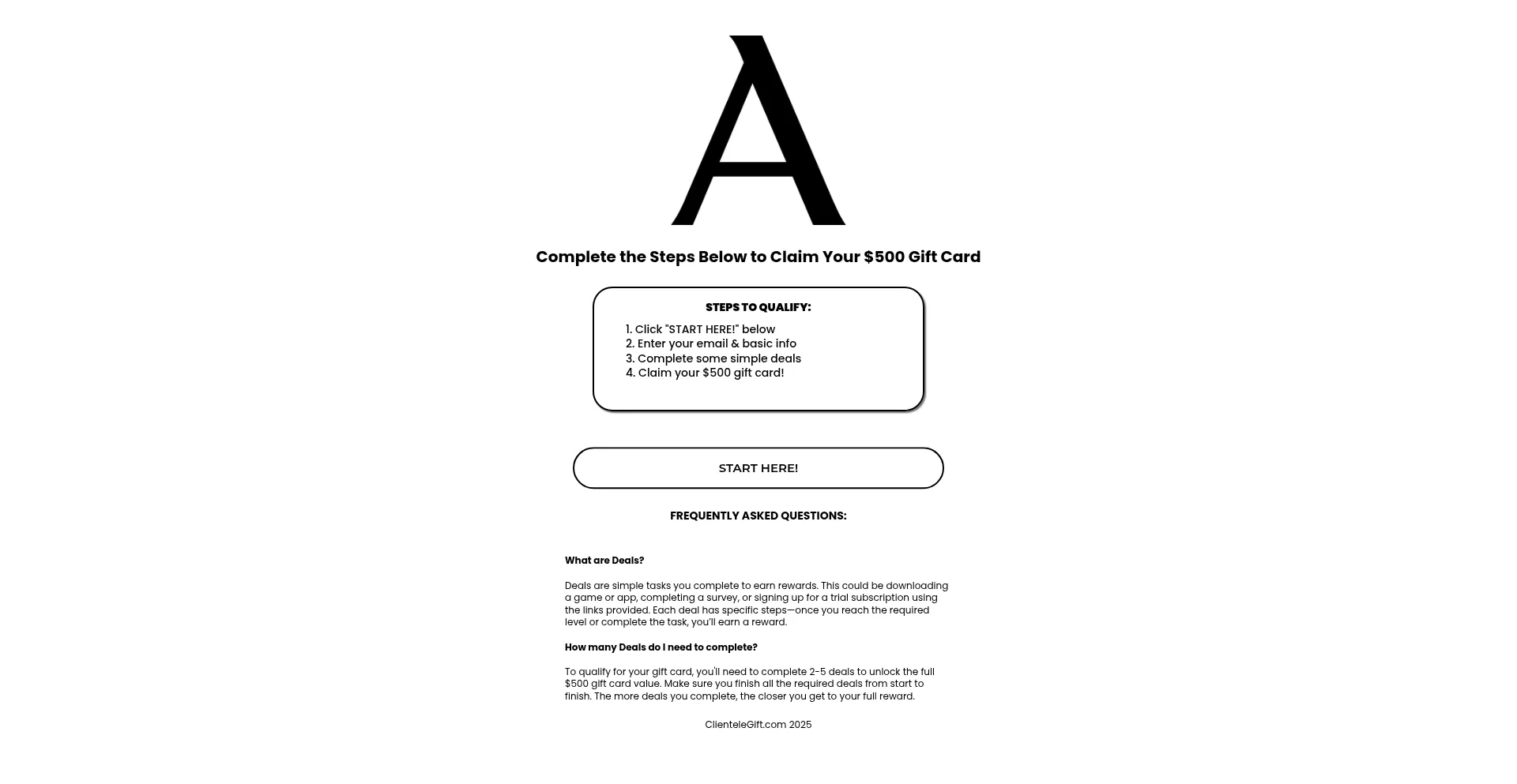 Website screenshot of Clientelegift.com
