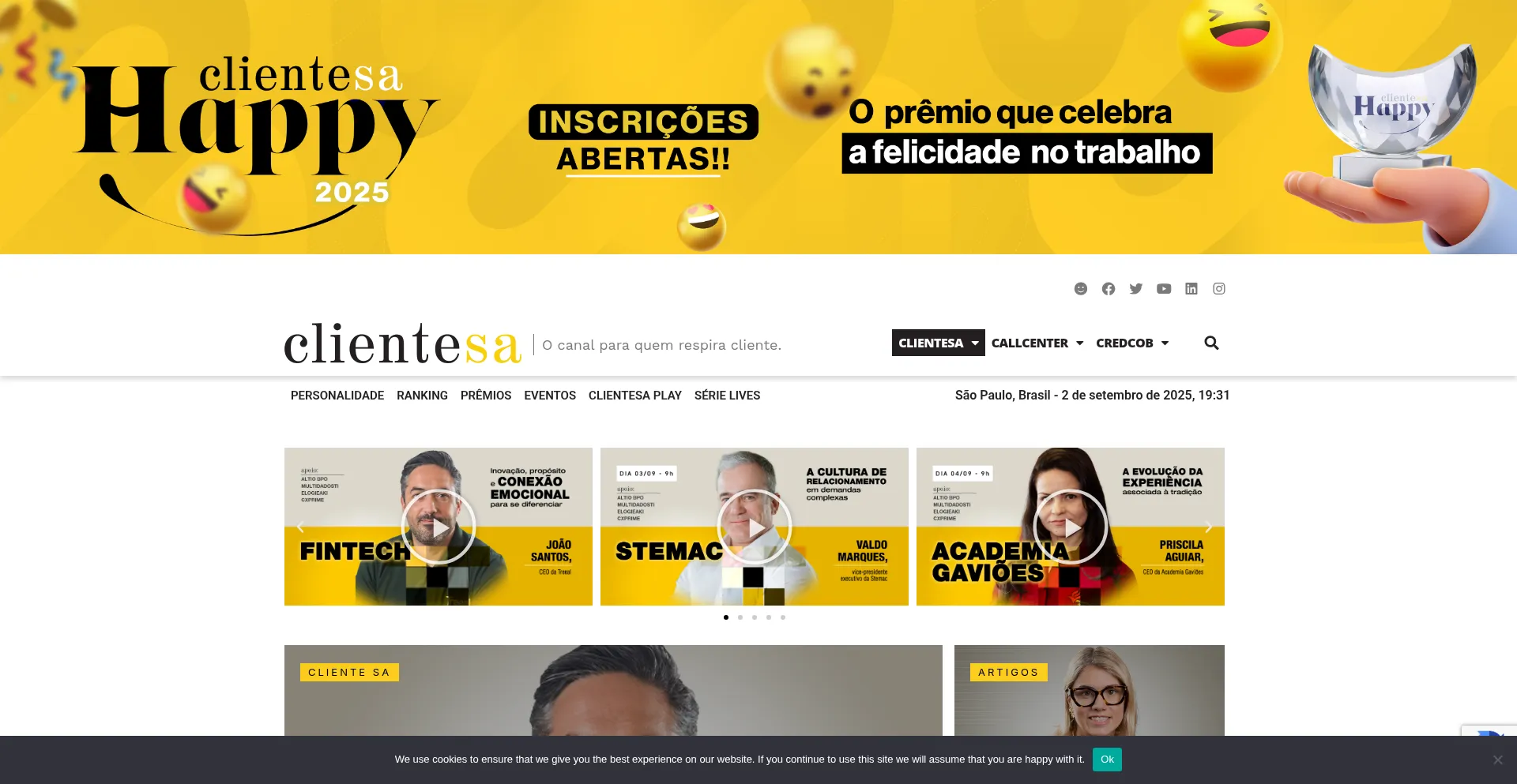Website screenshot of Clientesa.com.br