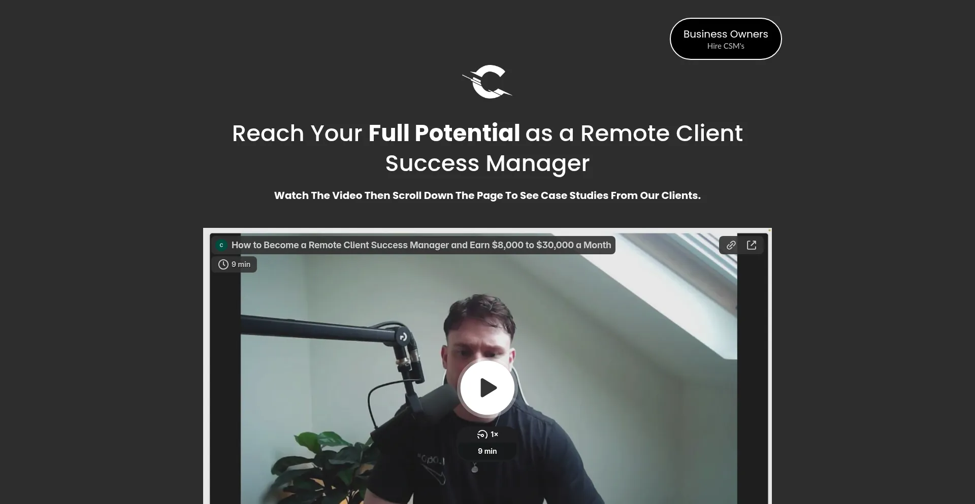 Website screenshot of Clientsuccessclub.io