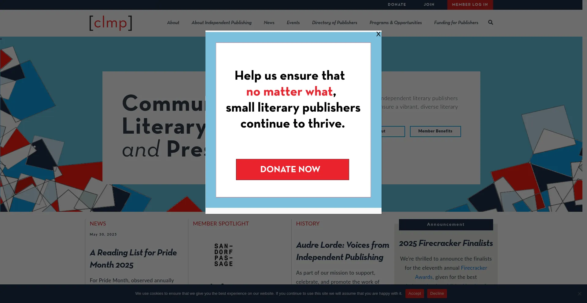 Website screenshot of Clmp.org