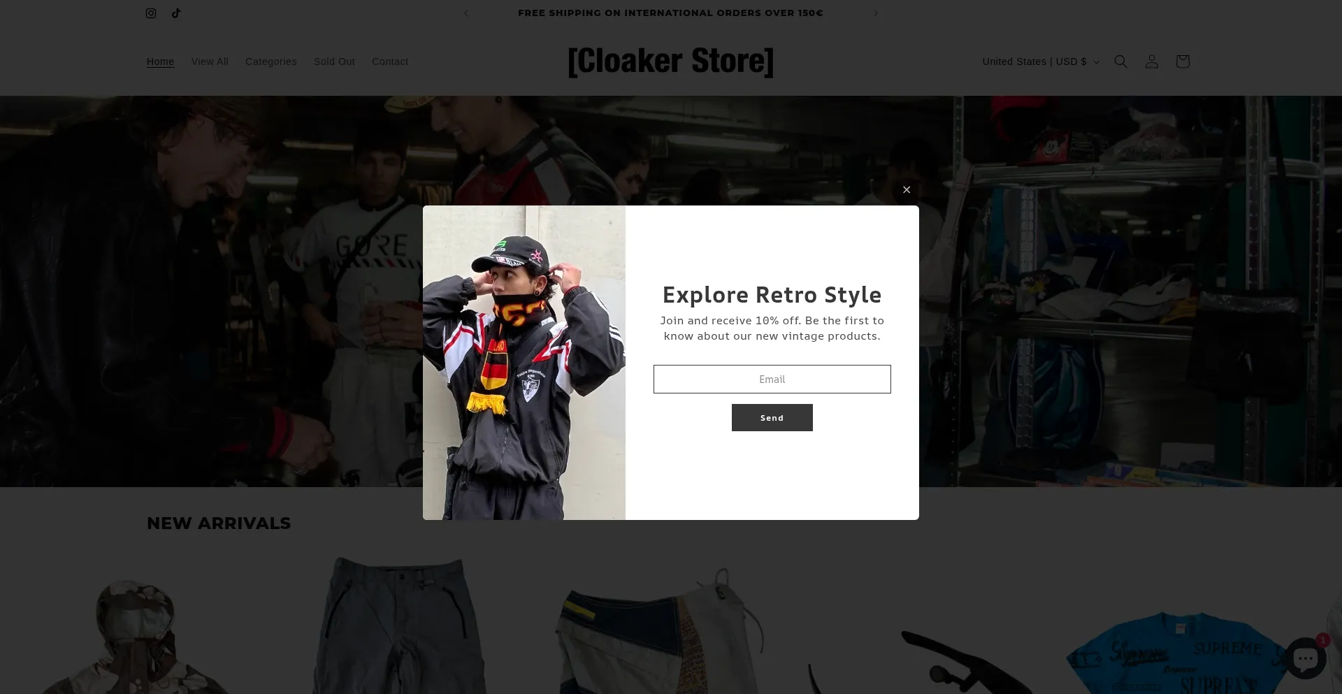 Website screenshot of Cloakerstore.com