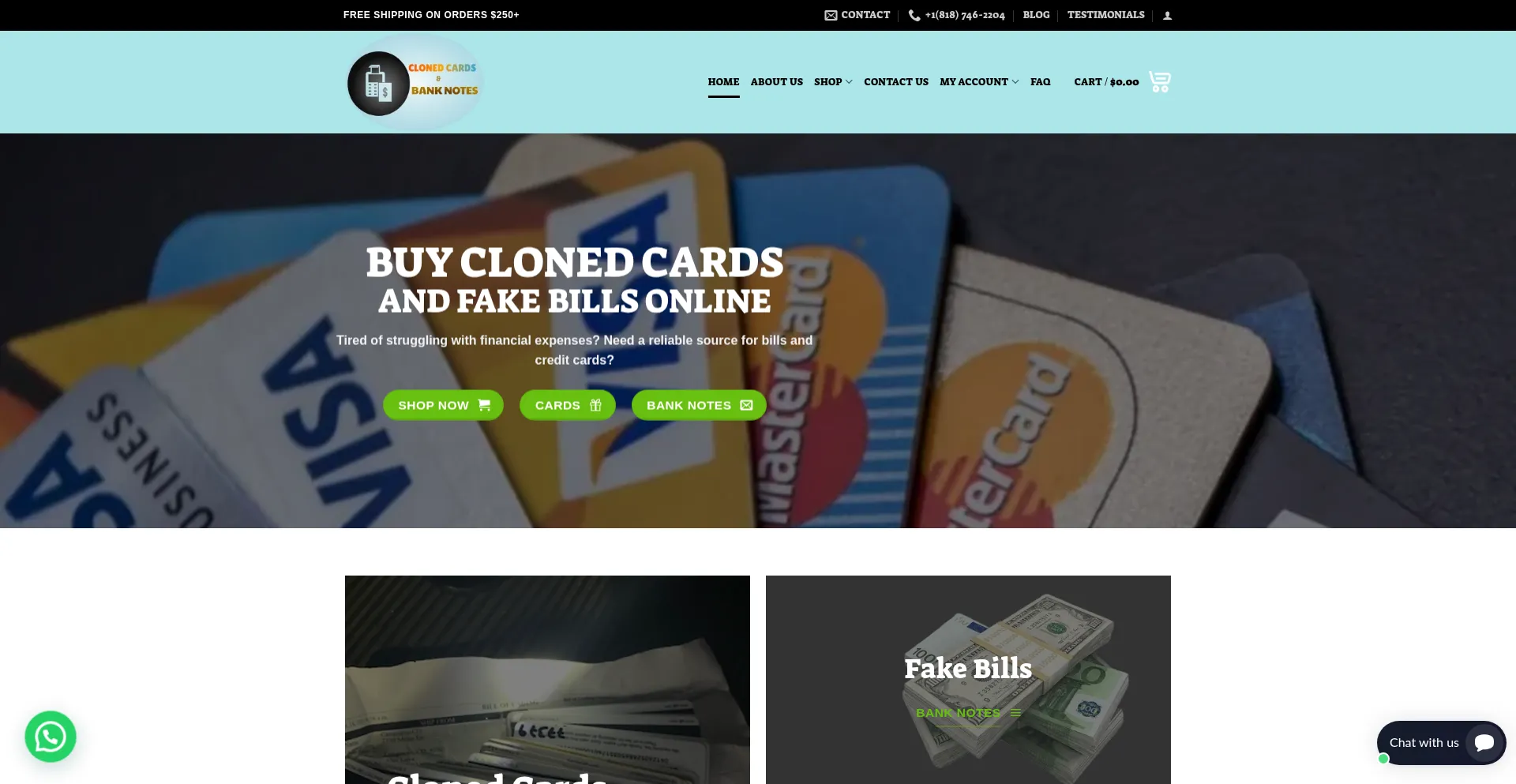 Clonedcardsforsale.com Screenshot
