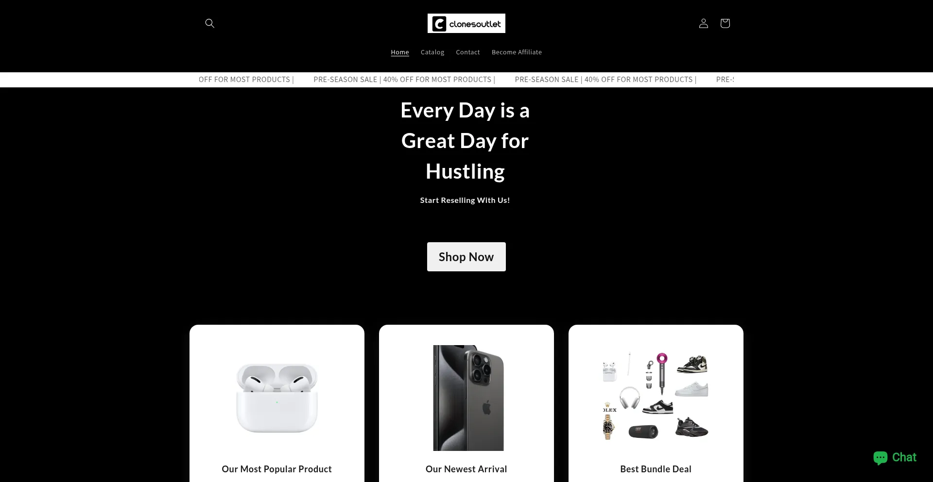 Website screenshot of Clones-outlet.com
