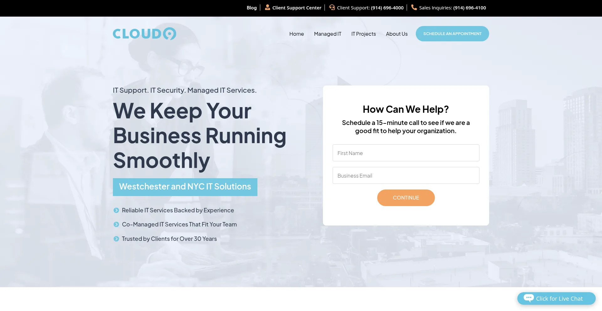 Website screenshot of Cloud9.net