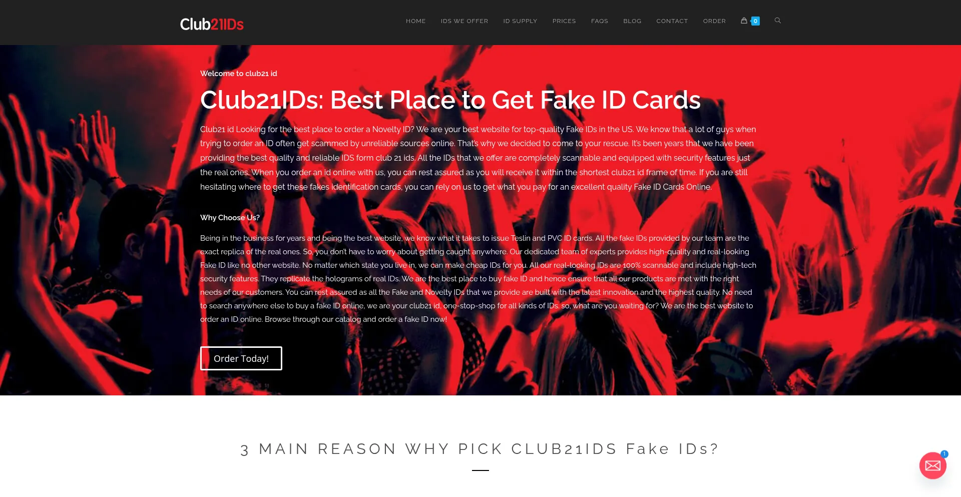 Website screenshot of Clubs21ids.com