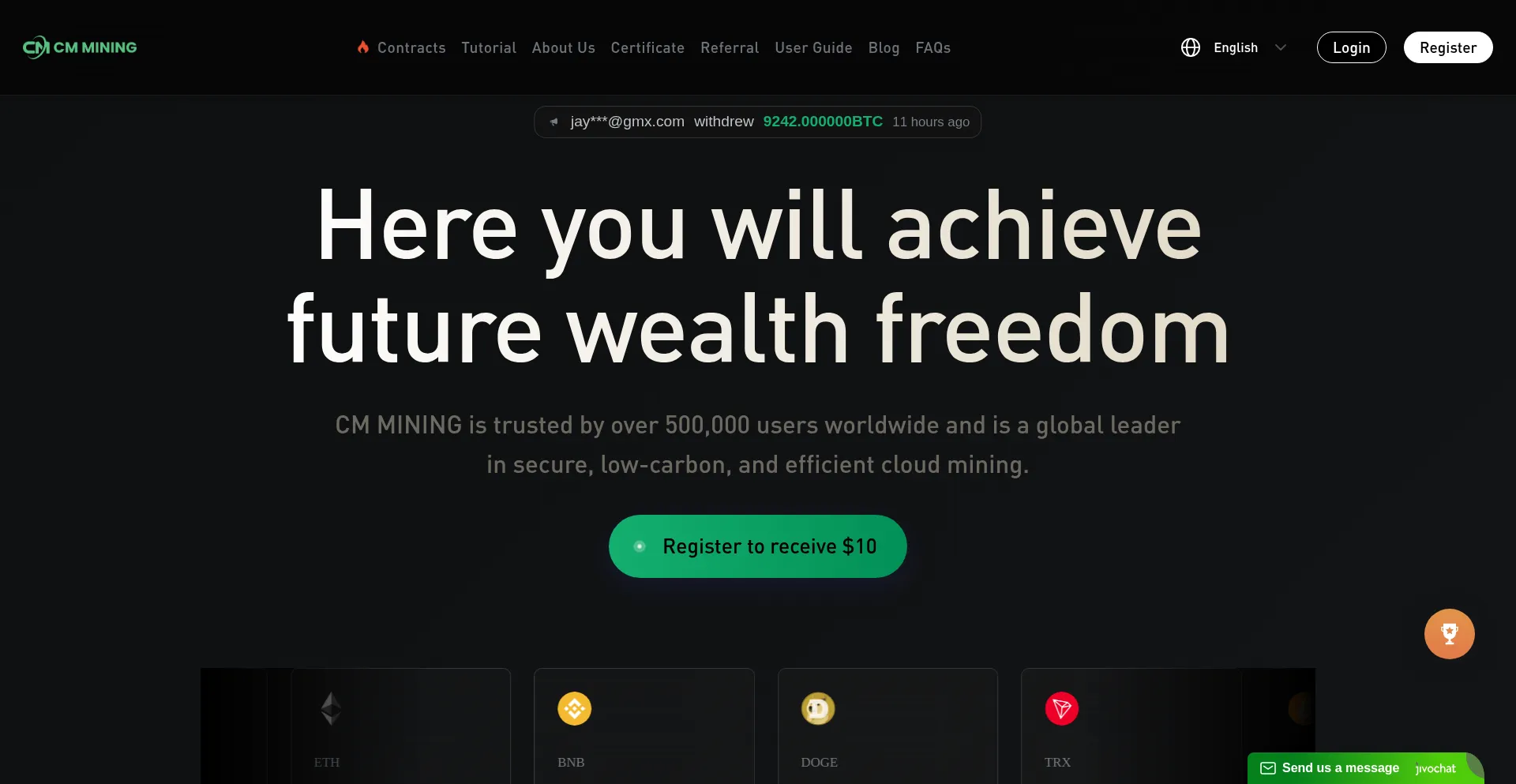 Website screenshot of Cmminer.com