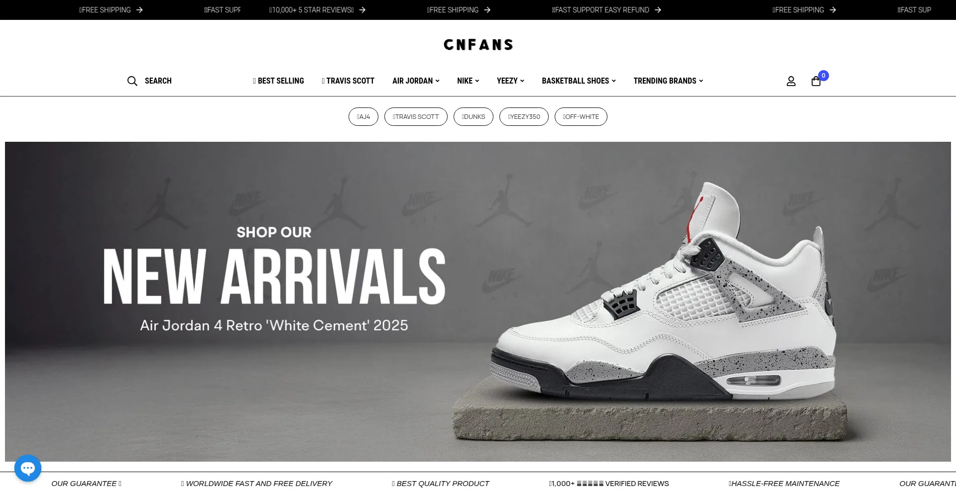 Website screenshot of Cnfans.us