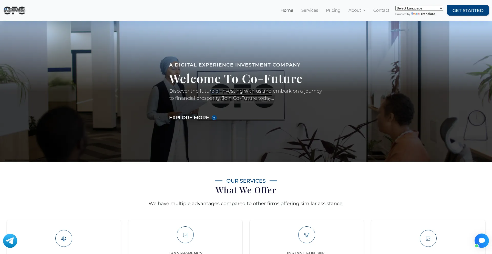 Website screenshot of Co-futureglobal.com