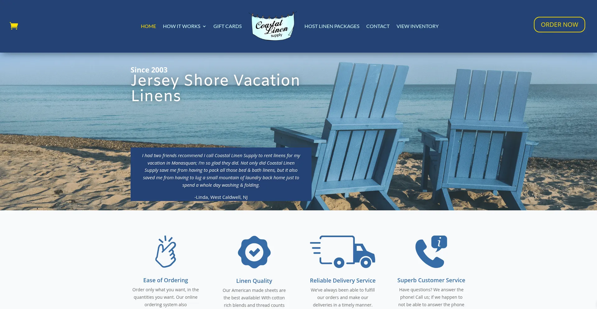 Website screenshot of Coastallinensupply.com