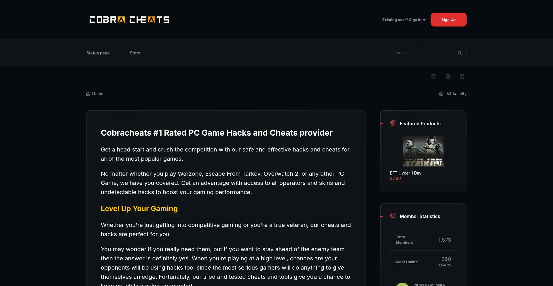 Cobracheats.com Screenshot