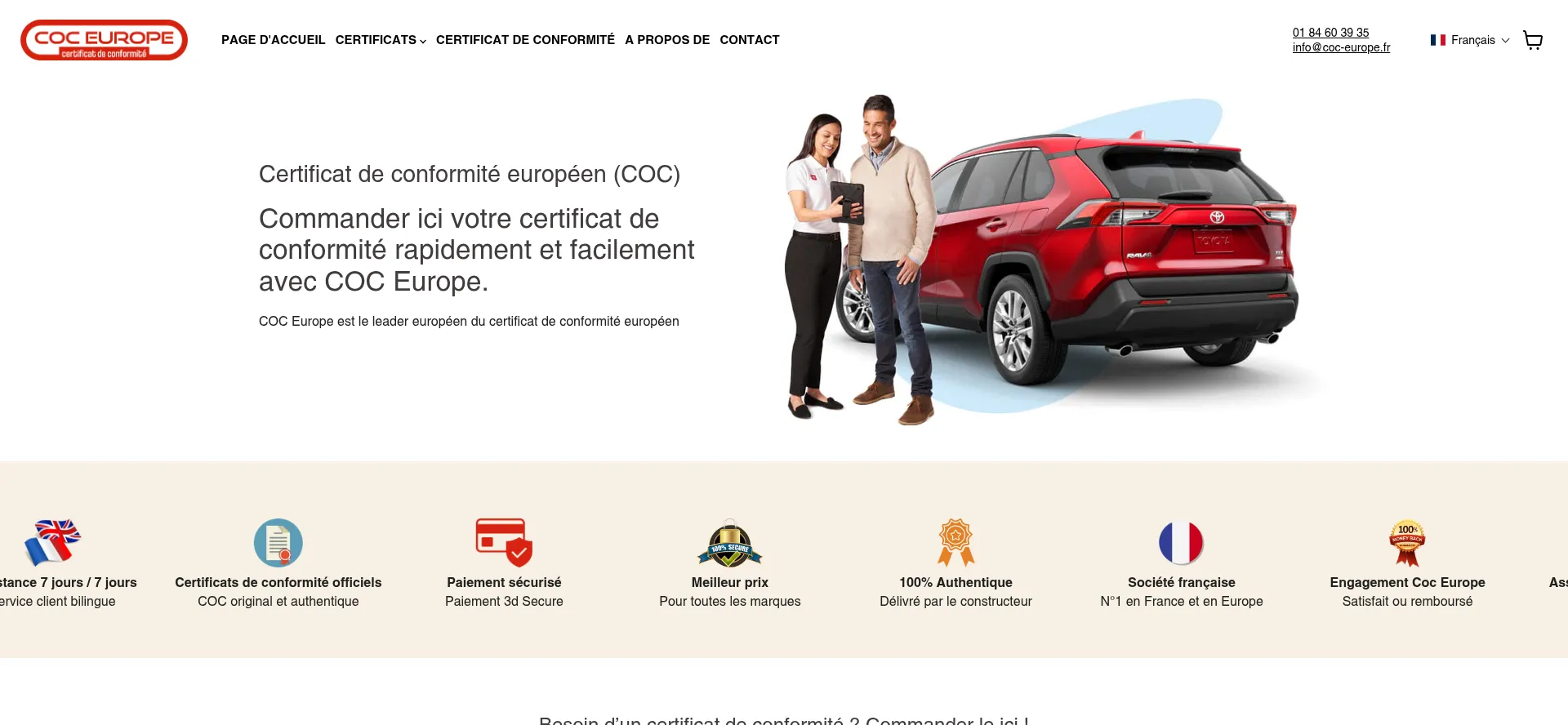 Website screenshot of Coc-europe.fr