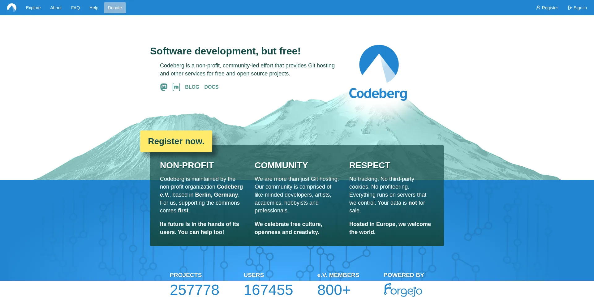 Website screenshot of Codeberg.org