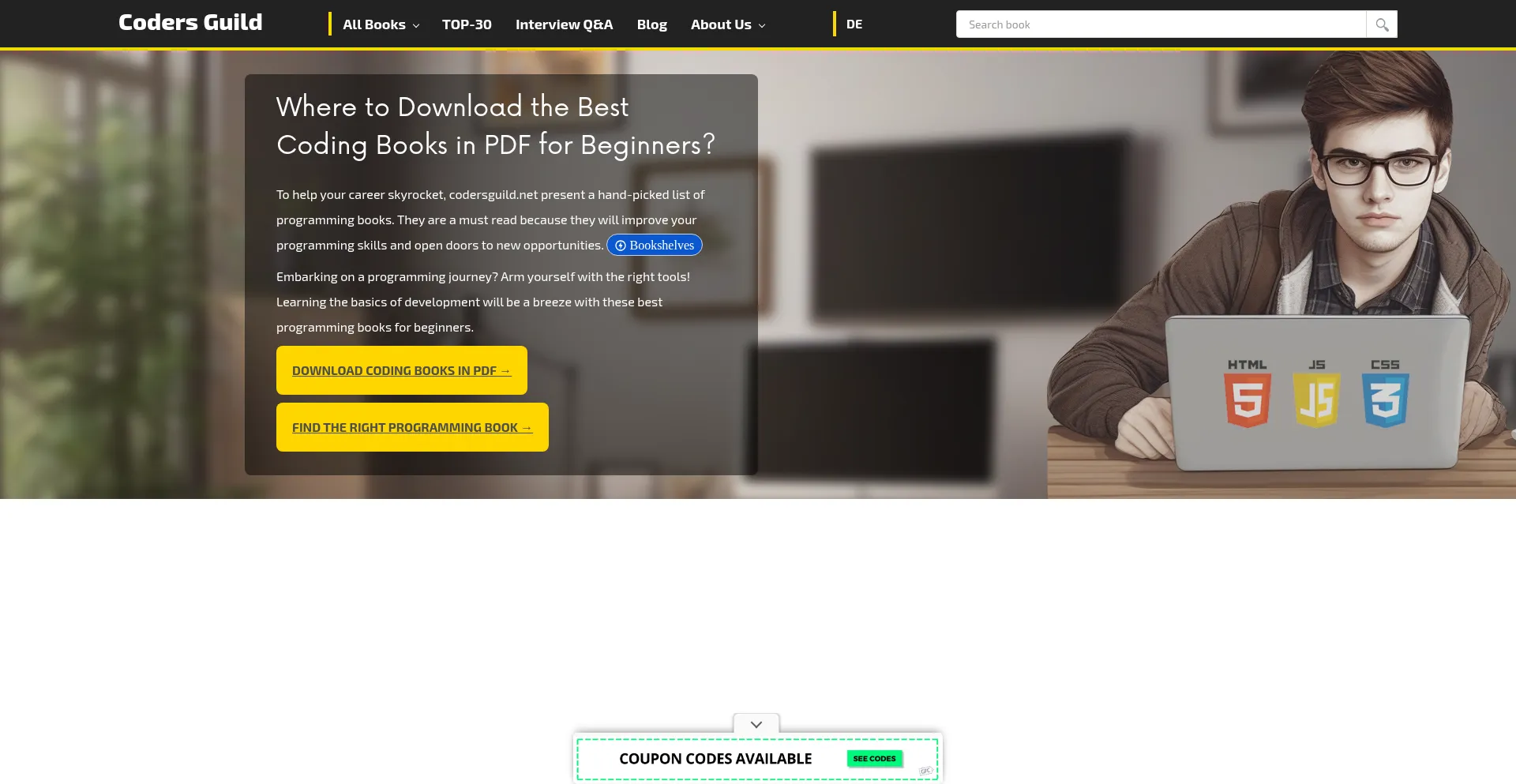 Website screenshot of Codersguild.net