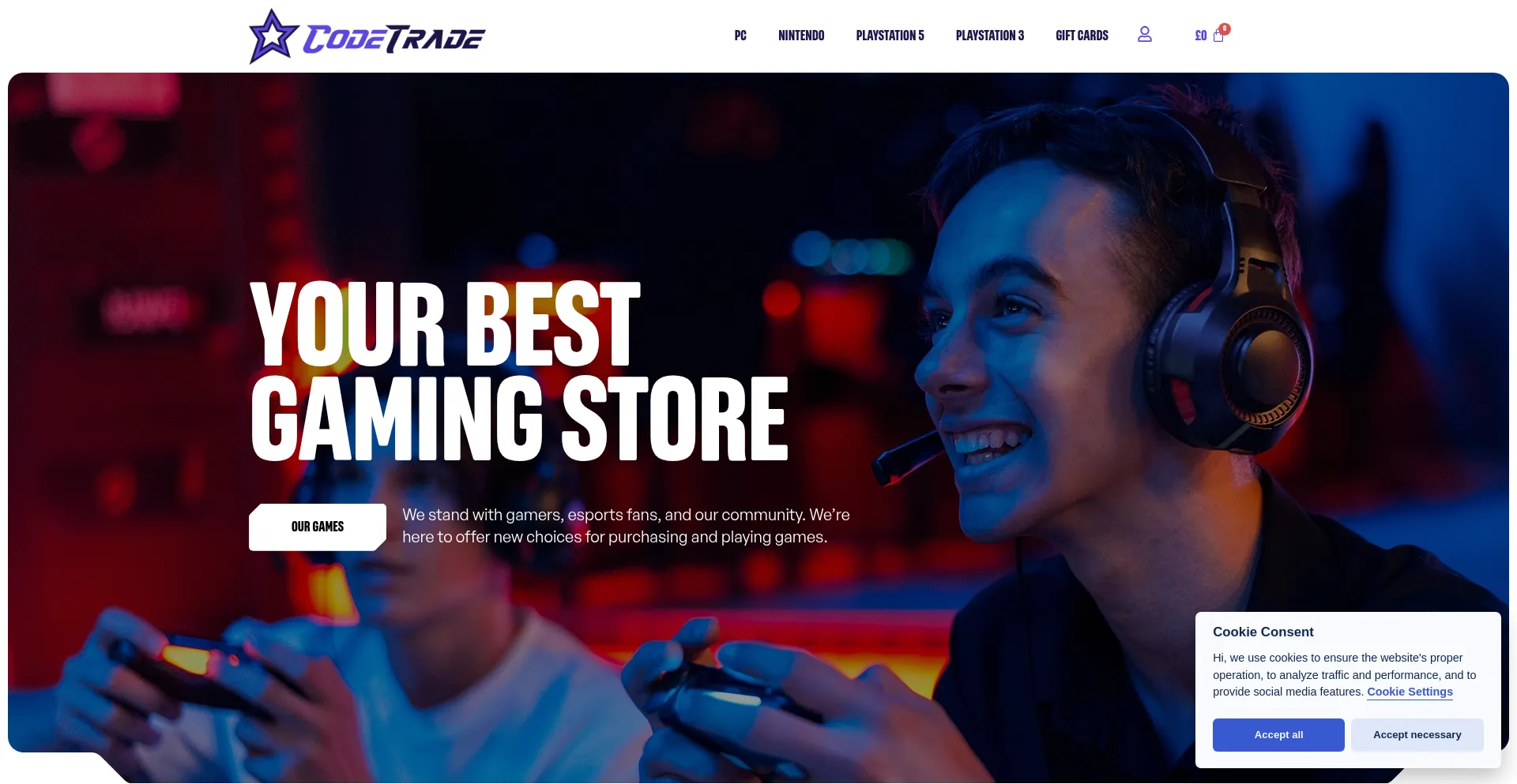Website screenshot of Codetrade.co.uk