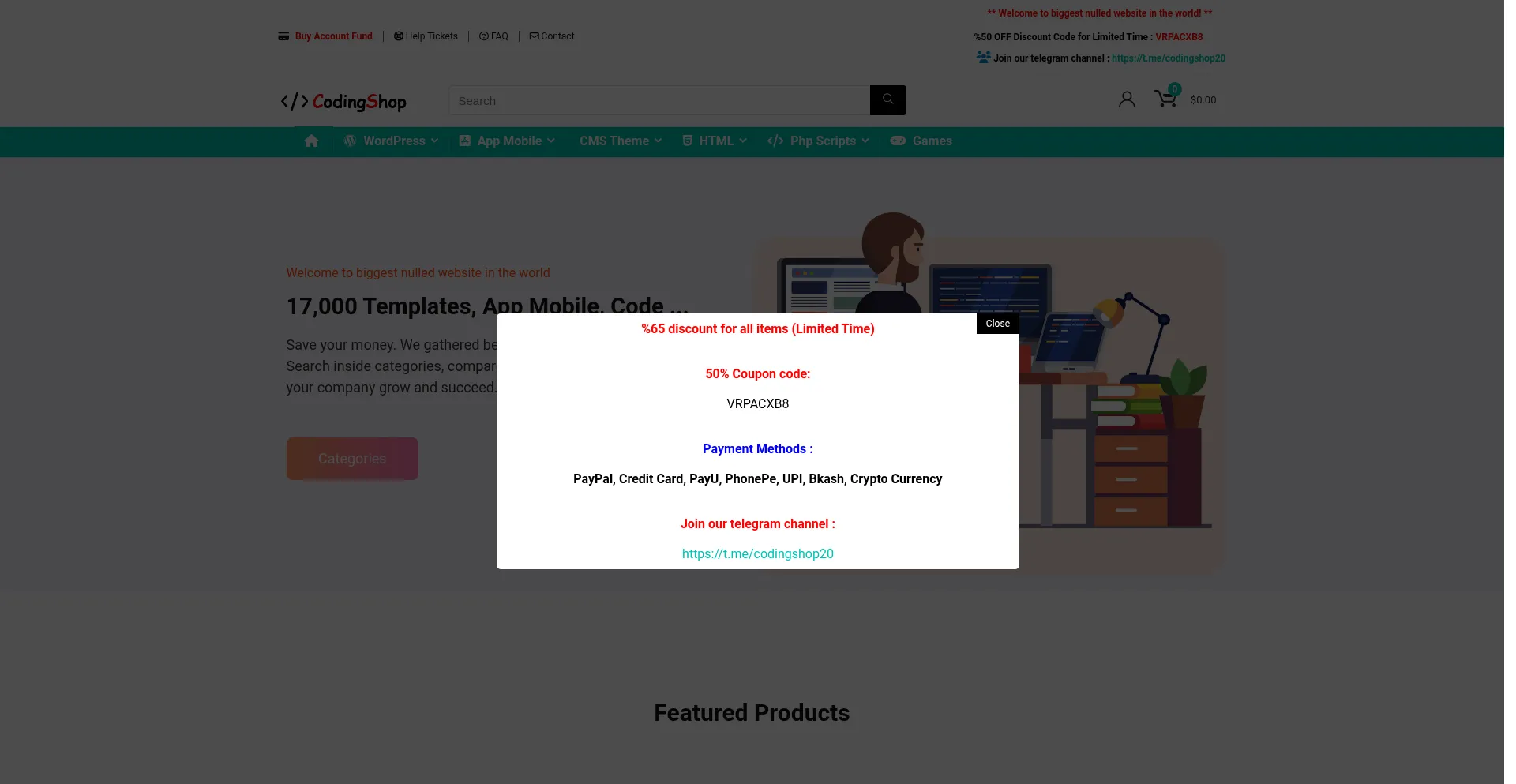 Website screenshot of Codingshop.org
