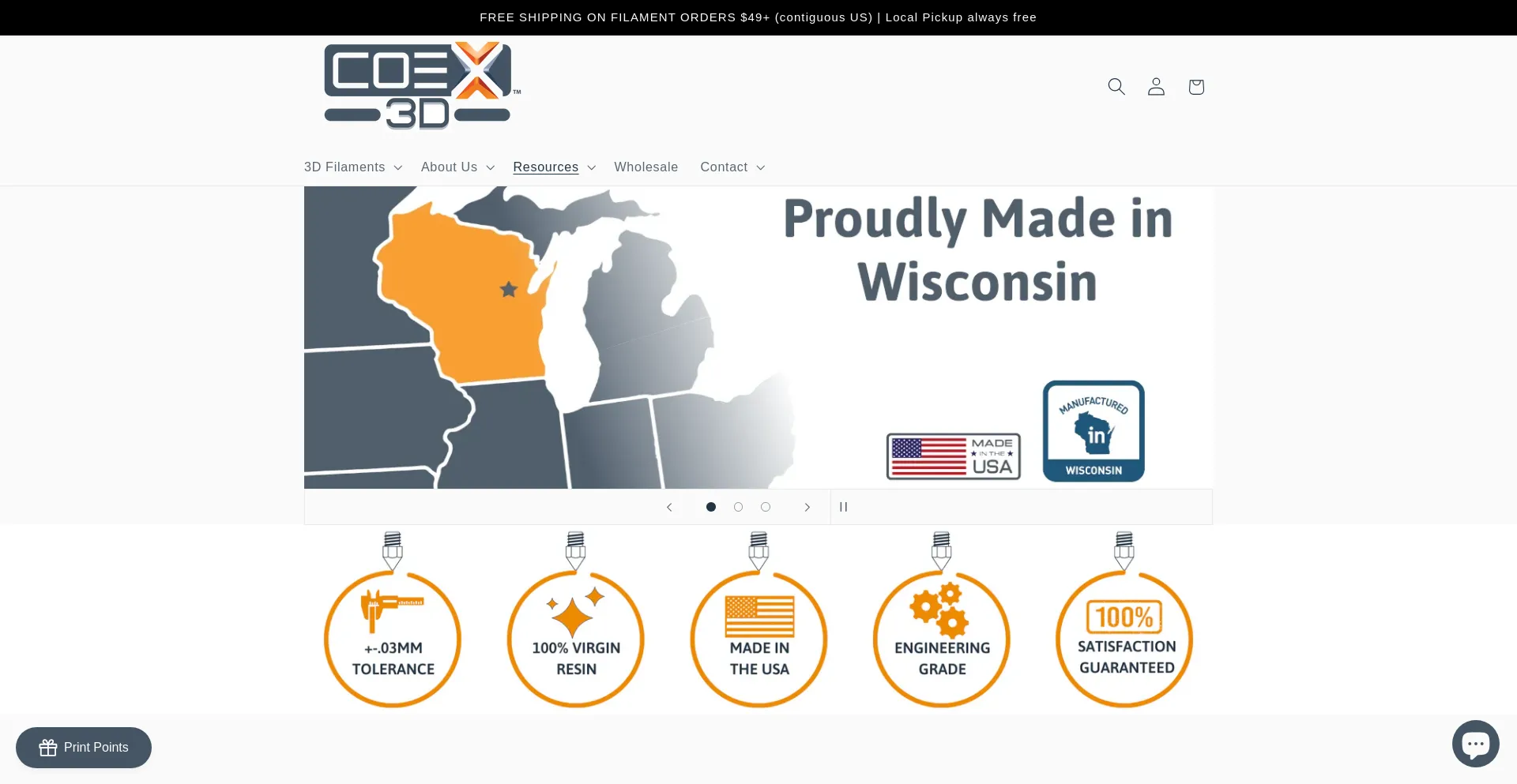 Website screenshot of Coex3d.com