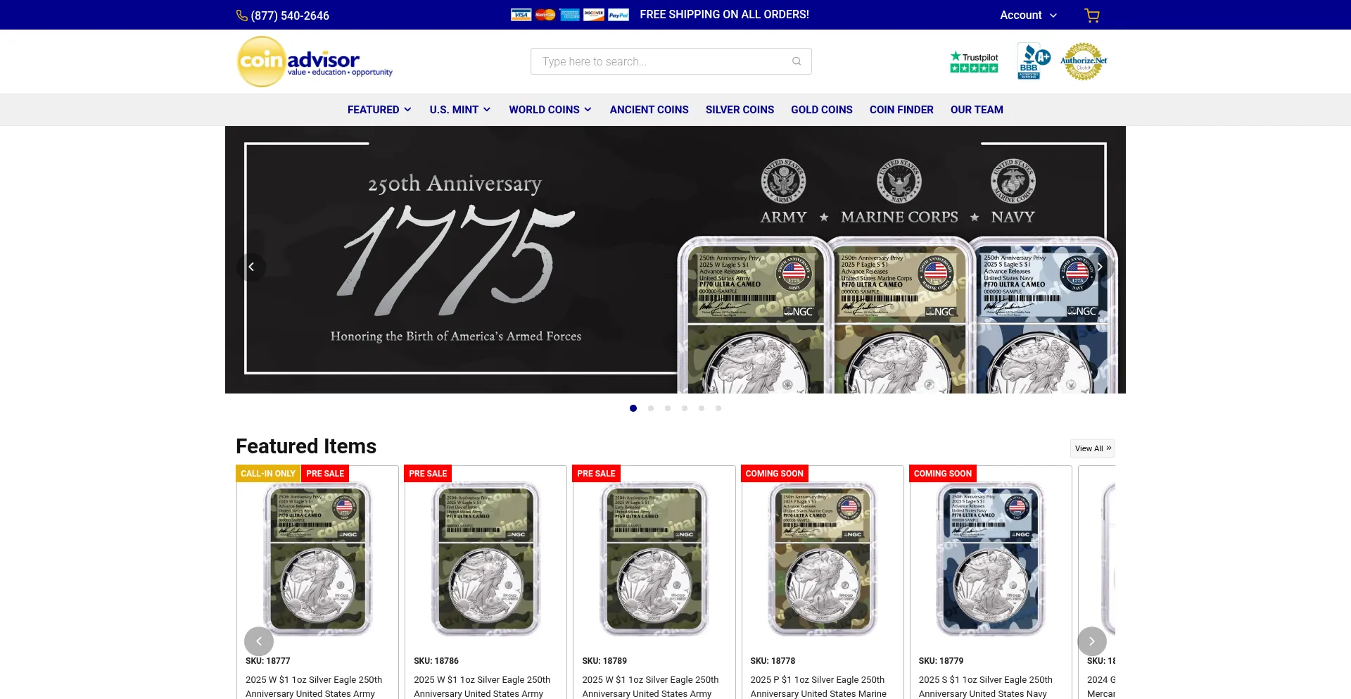 Website screenshot of Coinadvisor.com