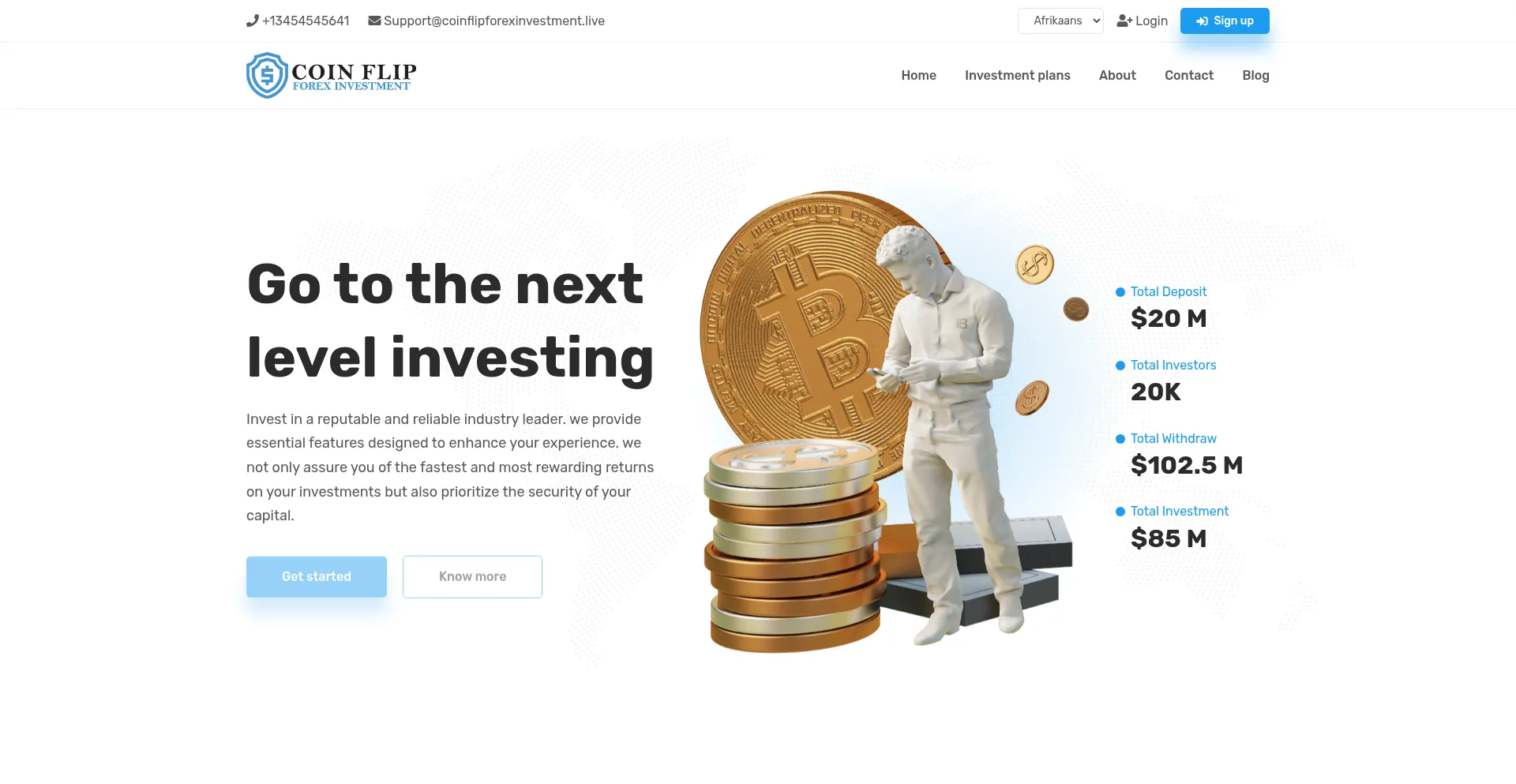 Website screenshot of Coinflipforexinvestment.live