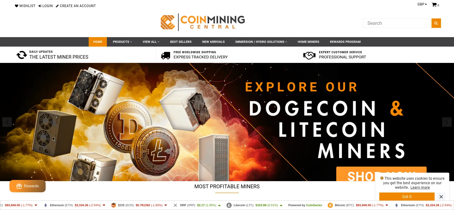 Website screenshot of Coinminingcentral.com