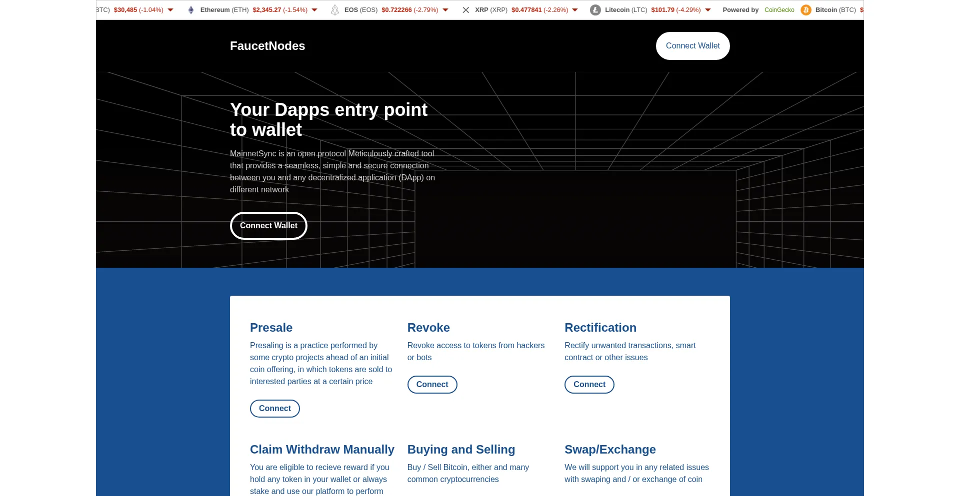 Website screenshot of Coinnodes.xyz